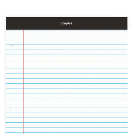 Staples Notepads, 8.5" x 11.75", Wide Ruled, White, 100 Sheets/Pad, 6 Pads/Pack