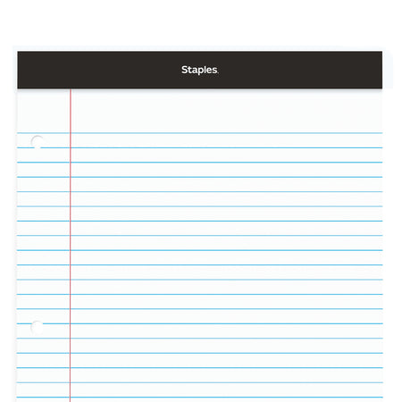 Staples Notepads, 8.5" x 11.75", Wide Ruled, White, 100 Sheets/Pad, 6 Pads/Pack