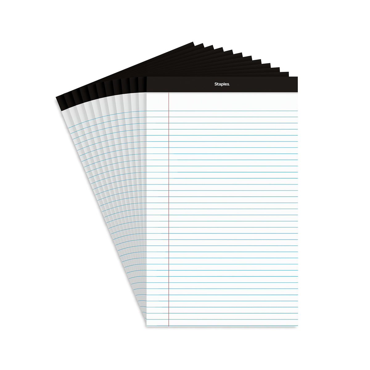 Staples Notepads, 8.5" x 14" , Wide Ruled, White, 50 Sheets/Pad, Dozen Pads/Pack