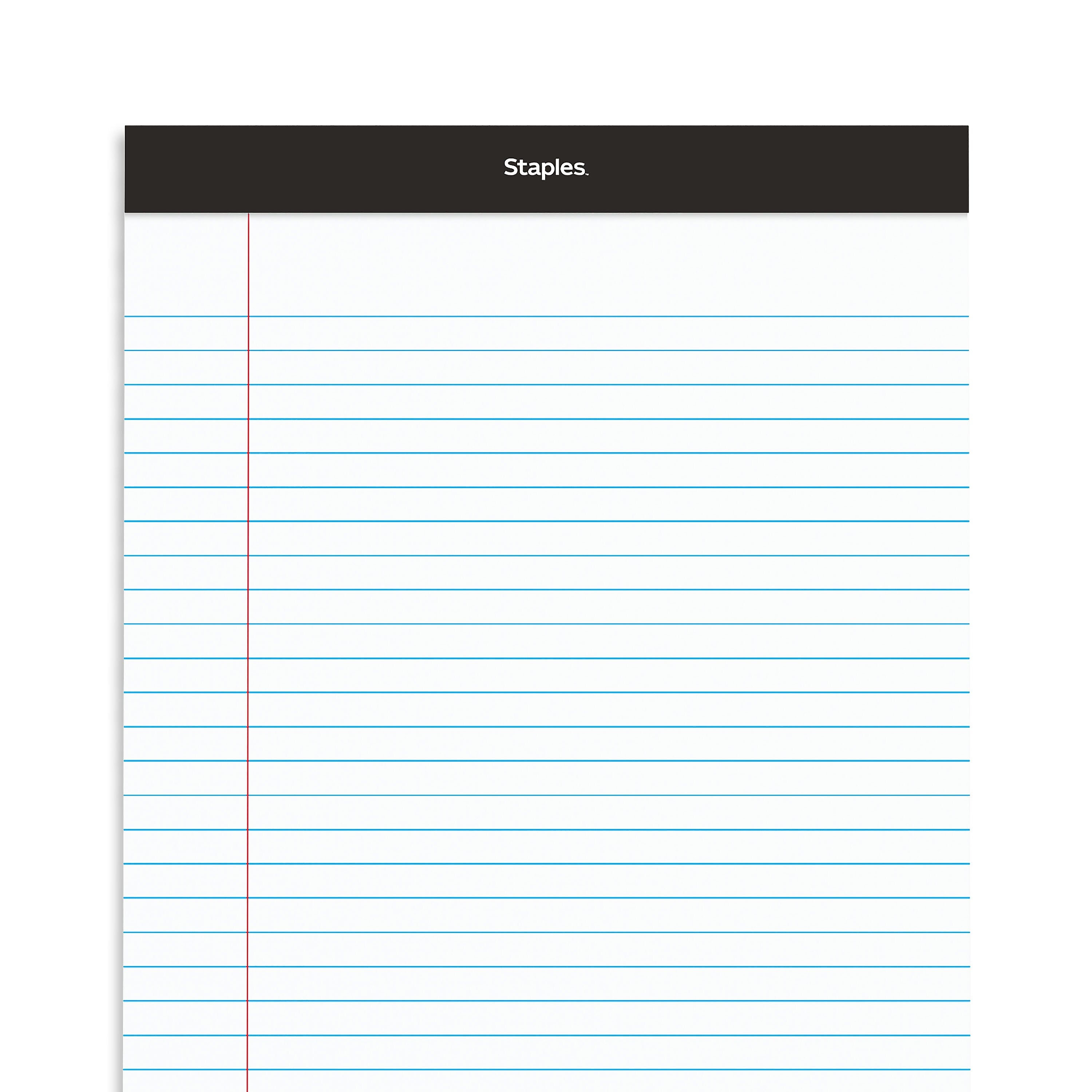 Staples Notepads, 8.5" x 14" , Wide Ruled, White, 50 Sheets/Pad, Dozen Pads/Pack