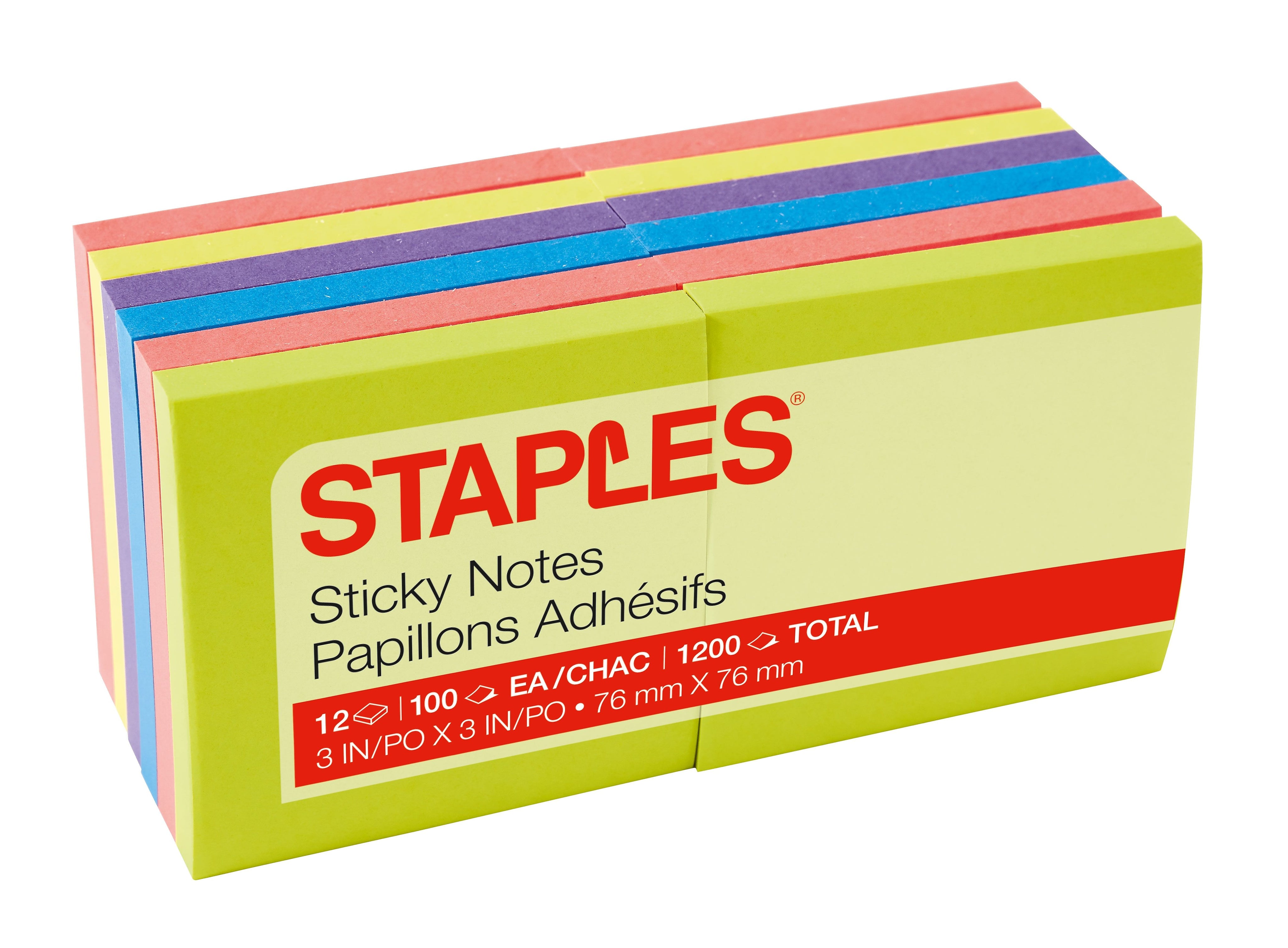 Staples® Notes, 3" x 3", Dusk to Dawn Collection, 100 Sheet/Pad, 12 Pads/Pack