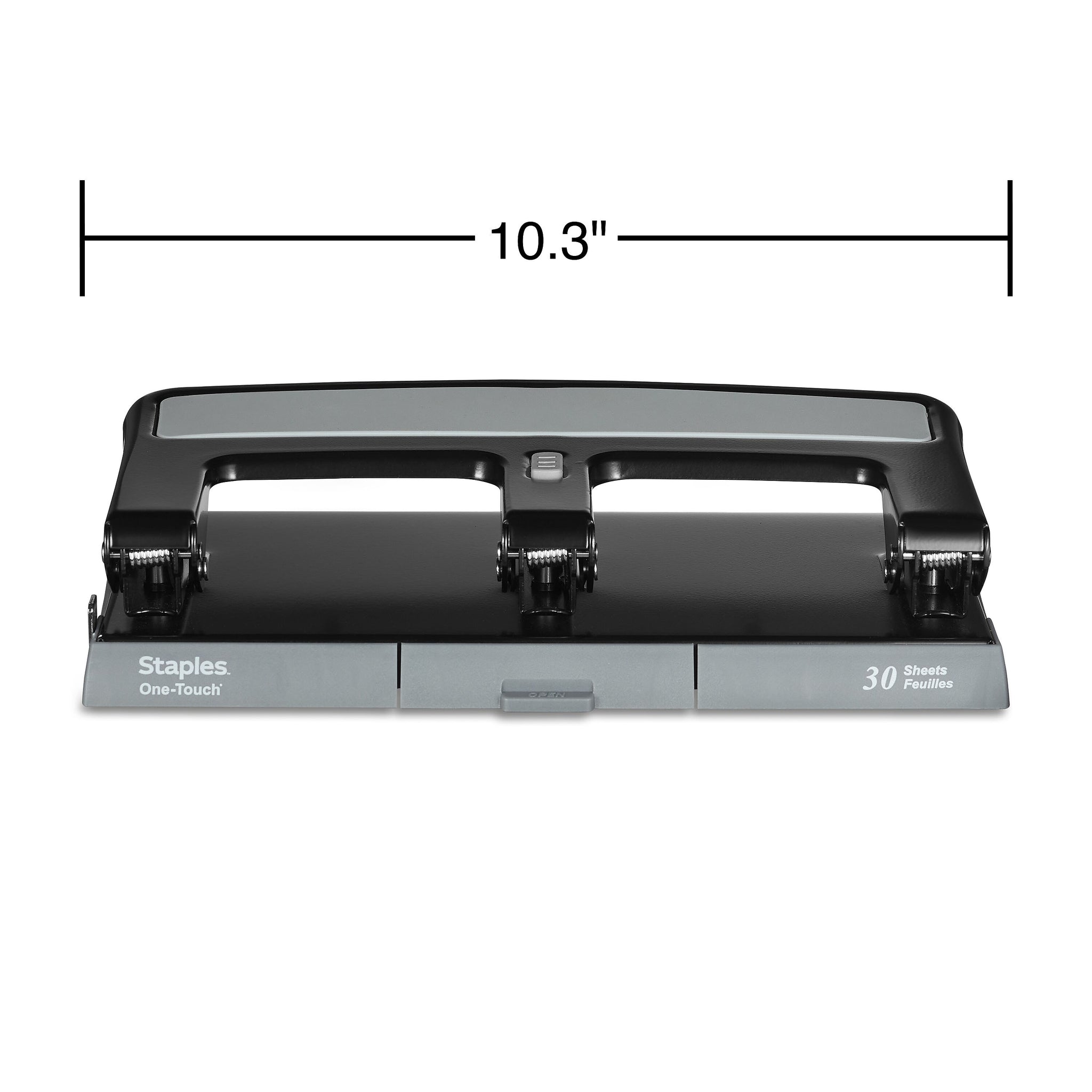 Staples One-Touch 3-Hole Punch, 30 Sheet Capacity, Black