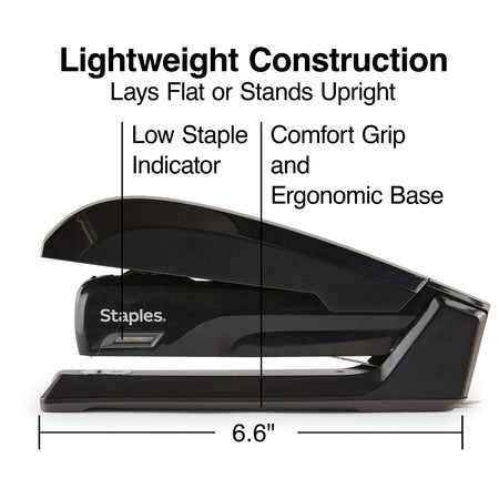 Staples One-Touch Desktop Stapler, 20 Sheet Capacity, Black