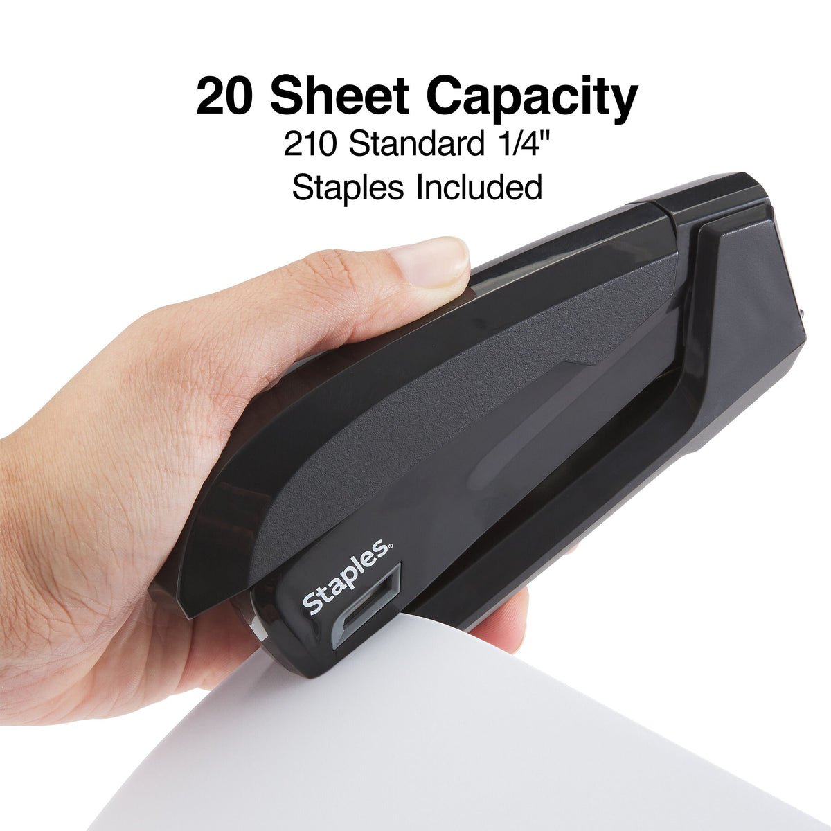 Staples One-Touch Desktop Stapler, 20 Sheet Capacity, Black