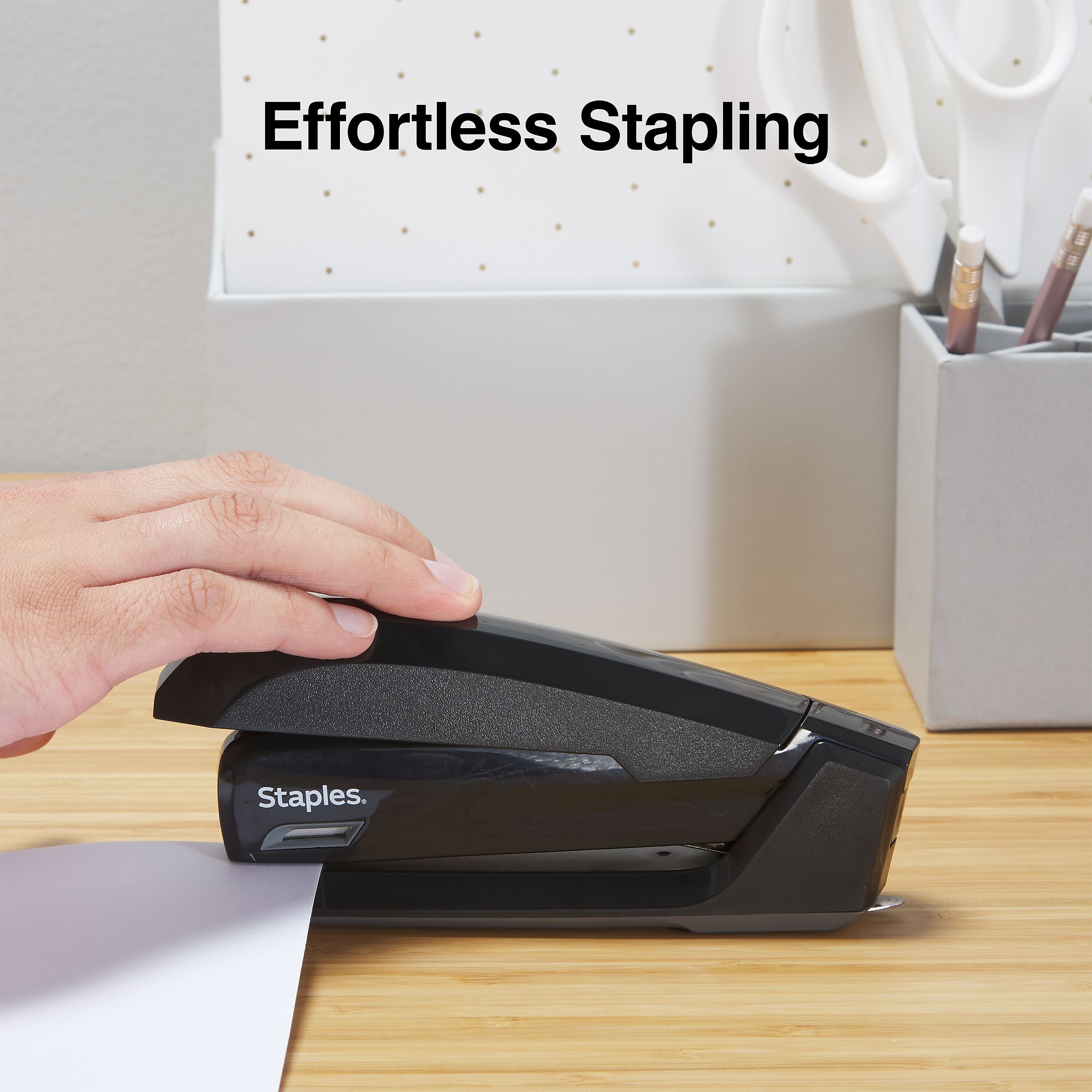 Staples One-Touch Desktop Stapler, 20 Sheet Capacity, Black