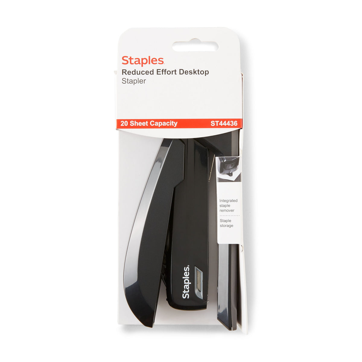 Staples One-Touch Desktop Stapler, 20 Sheet Capacity, Black