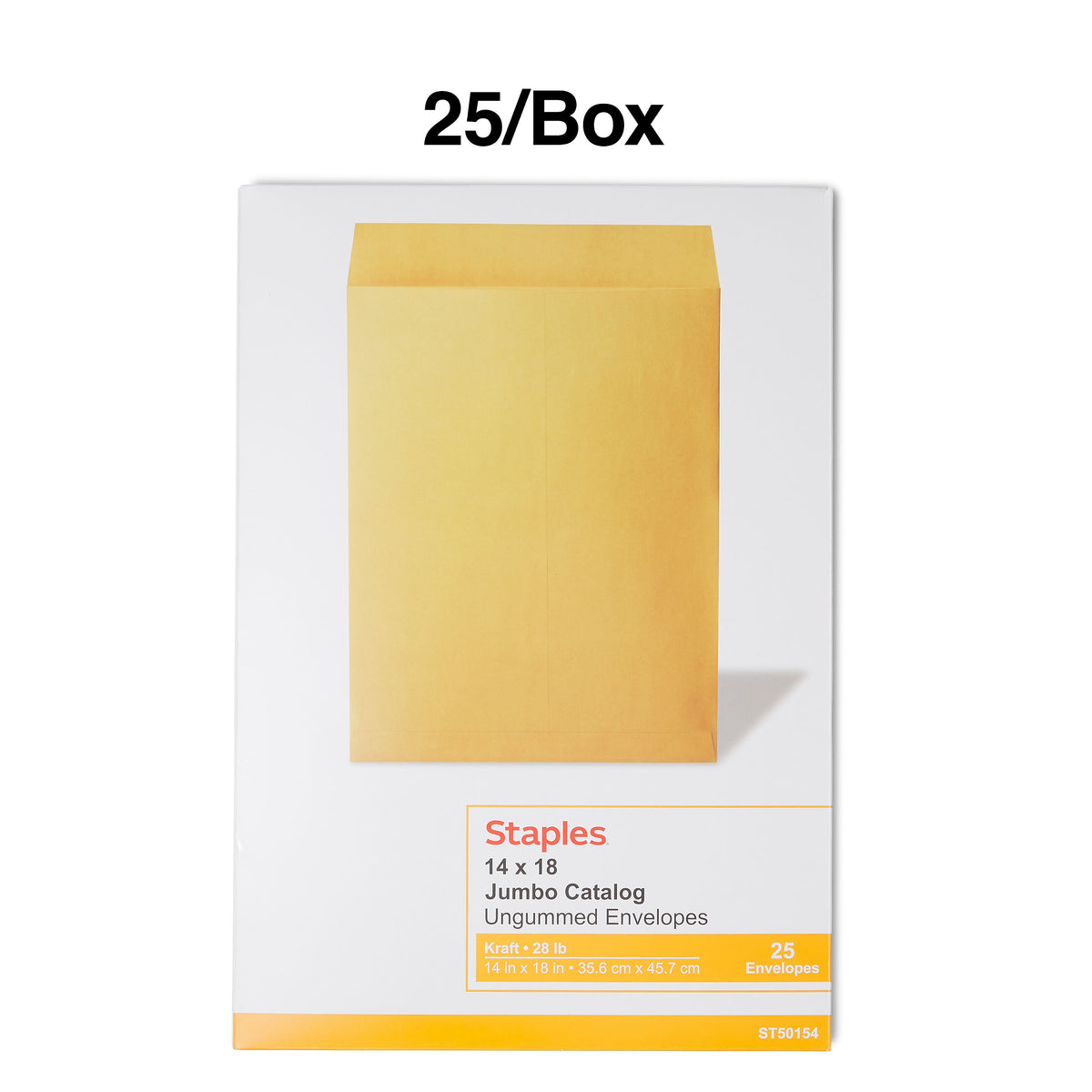 Staples Open End Kraft Catalog Envelopes, 14"L x 18"H, Brown, 25/Pack