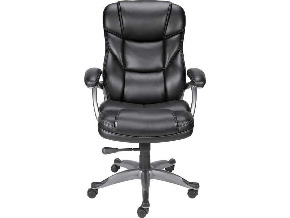 Staples Osgood High-Back Ergonomic Bonded Leather Swivel Manager Chair, Black