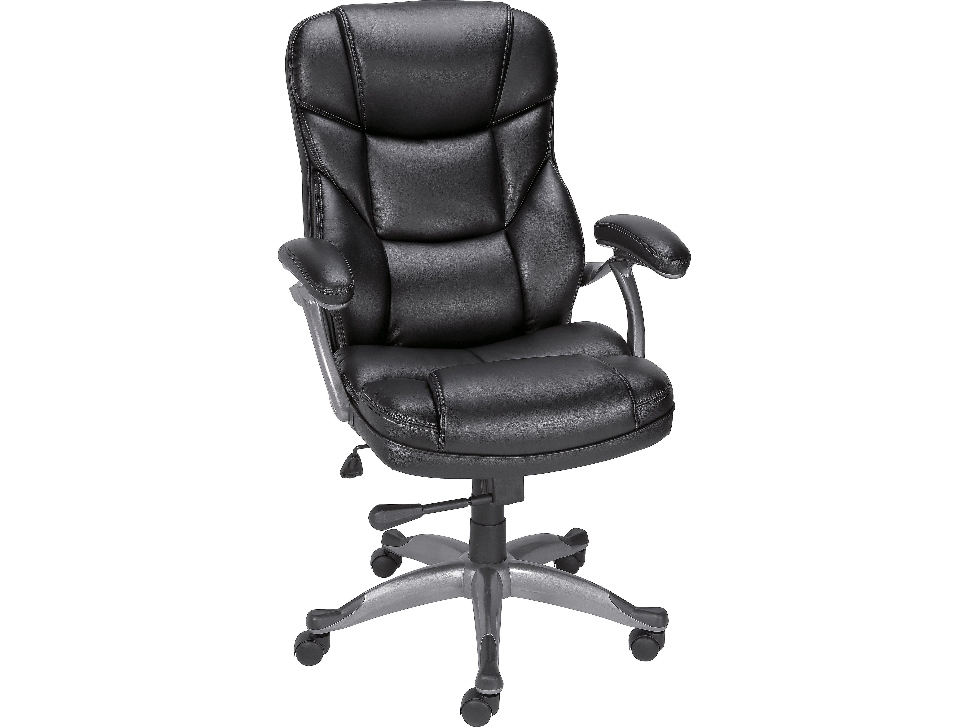 Staples Osgood High-Back Ergonomic Bonded Leather Swivel Manager Chair, Black