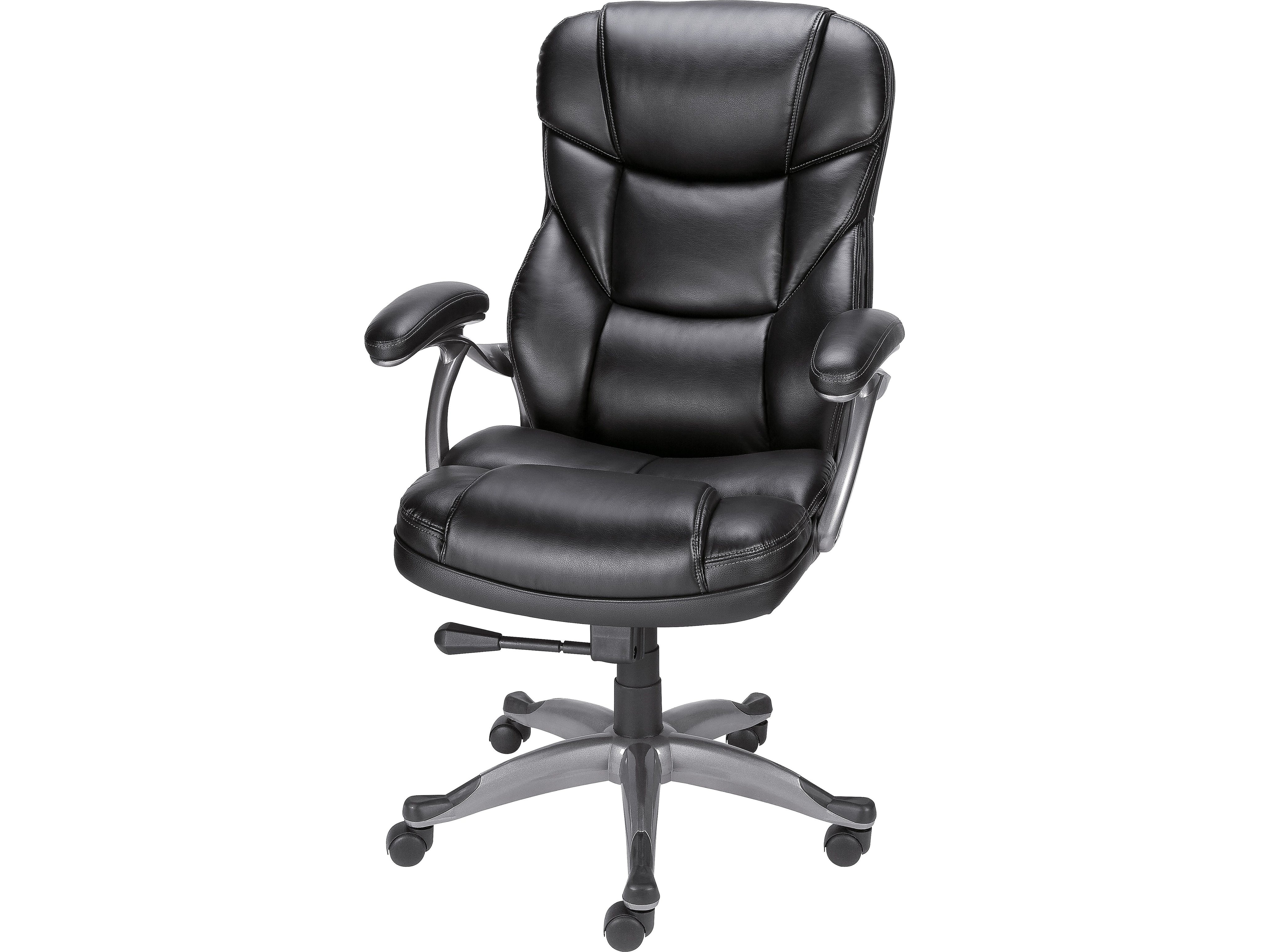 Staples Osgood High-Back Ergonomic Bonded Leather Swivel Manager Chair, Black