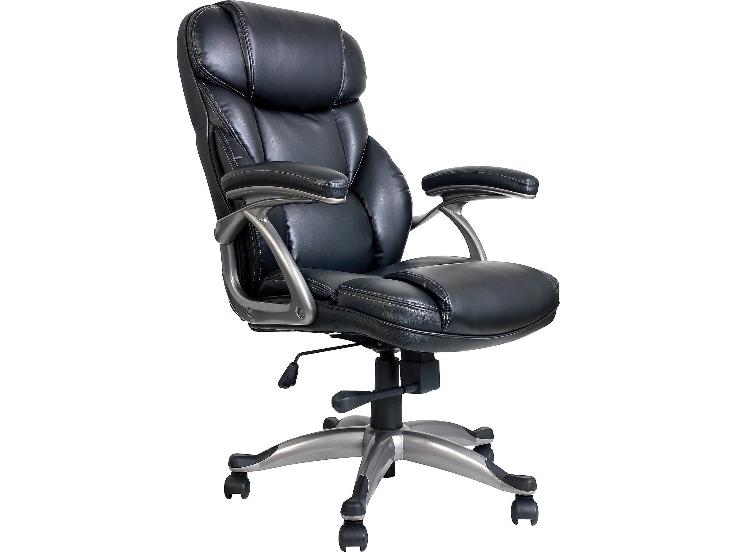 Staples Osgood High-Back Ergonomic Bonded Leather Swivel Manager Chair, Black