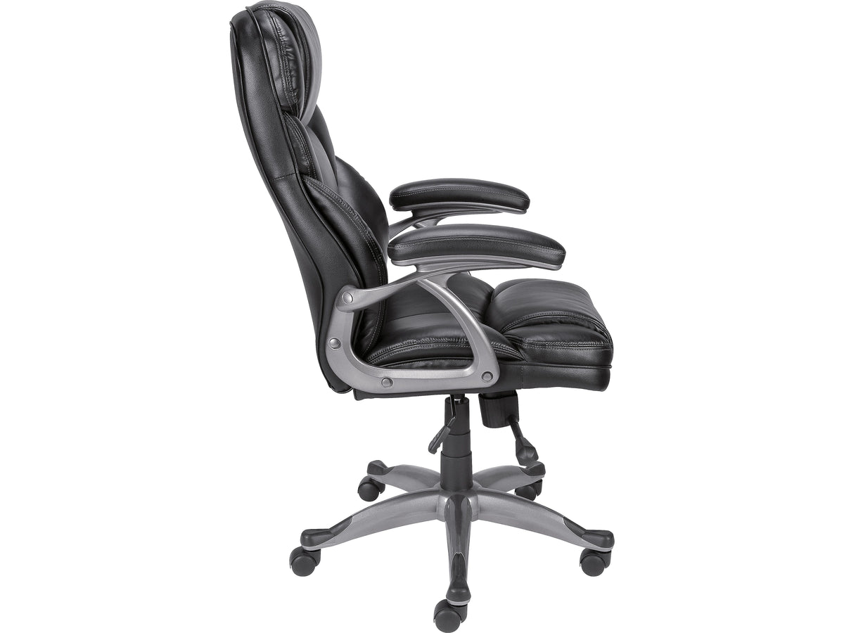 Staples Osgood High-Back Ergonomic Bonded Leather Swivel Manager Chair, Black