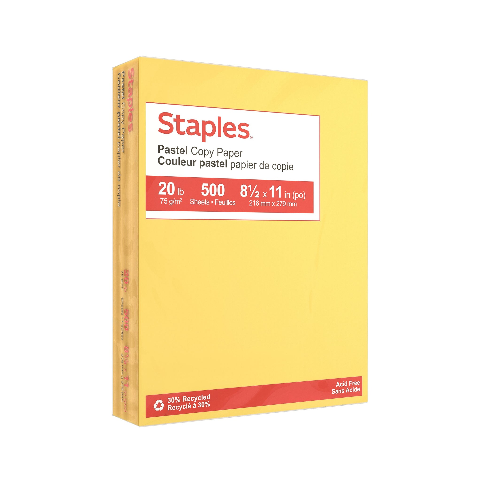 Staples Pastel 30% Recycled Color Copy Paper, 20 lbs., 8.5