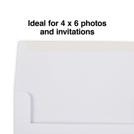 Staples Photo Gummed Invitation Envelopes, 4 3/4" x 6 1/2", White, 50/Box