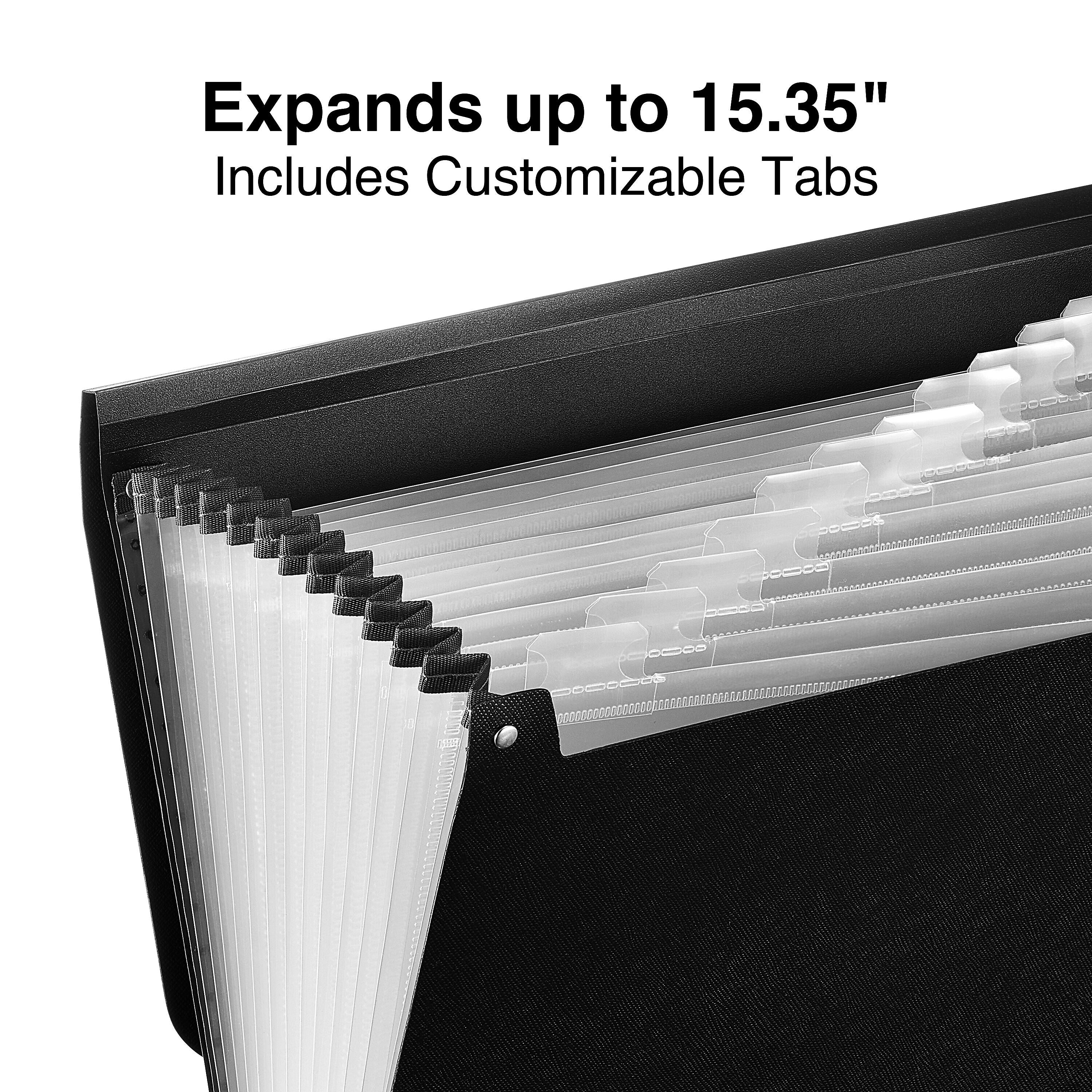 Staples Plastic Accordion File, 13-Pocket, Letter Size, Black