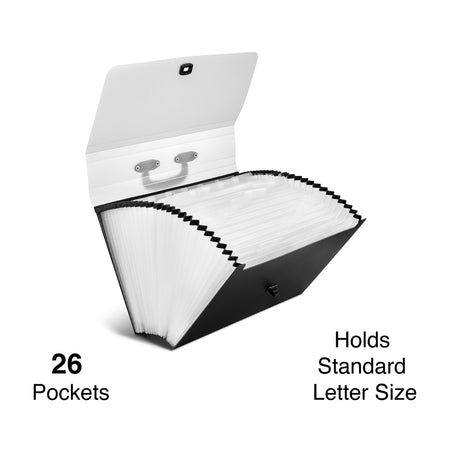 Staples Plastic Accordion File, 26-Pocket, Legal Size, Black