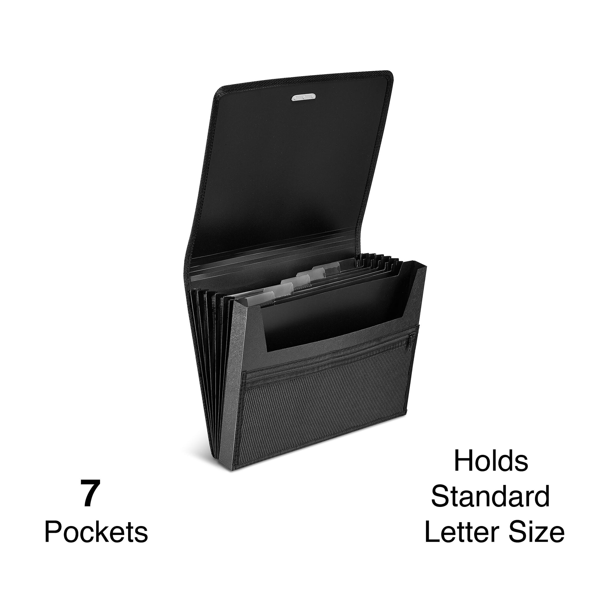 Staples Plastic Accordion File, 7-Pocket, Letter Size, Black