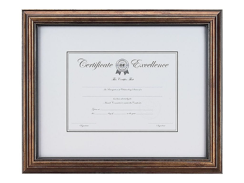 Staples Plastic Certificate Frame, Bronze