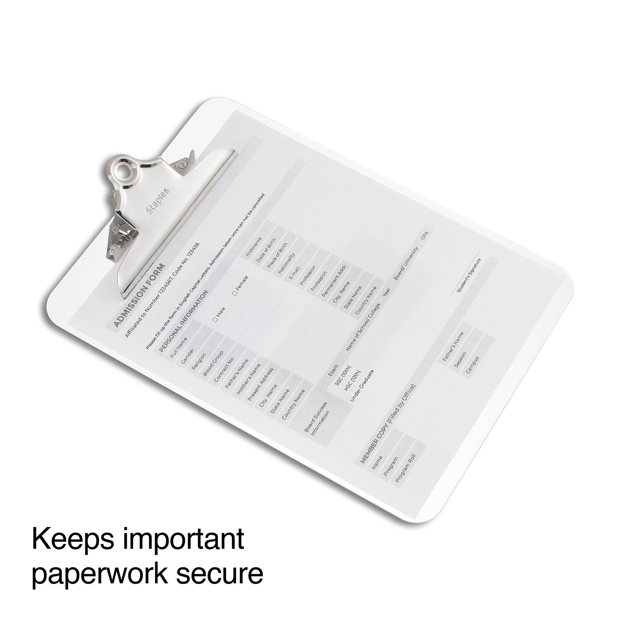Staples Plastic Clipboard, Letter Size, Clear