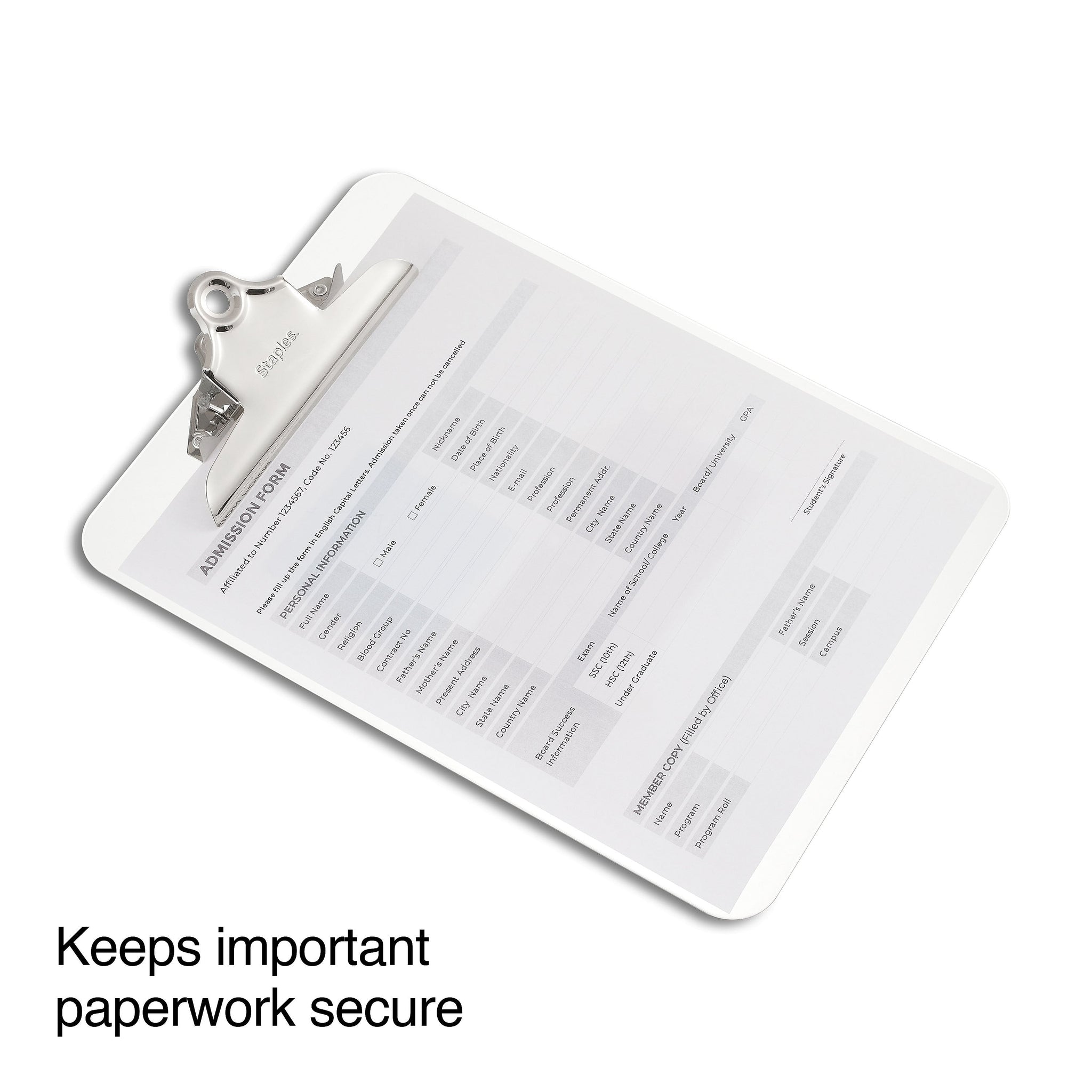 Staples Plastic Clipboard, Letter Size, Clear