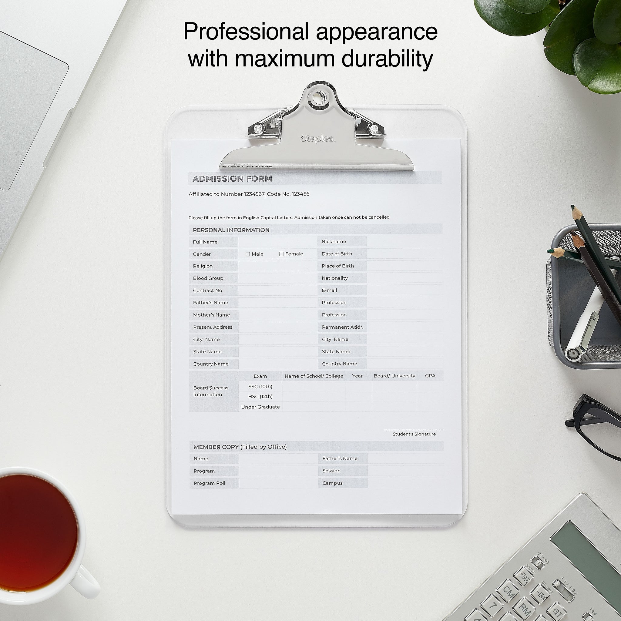 Staples Plastic Clipboard, Letter Size, Clear