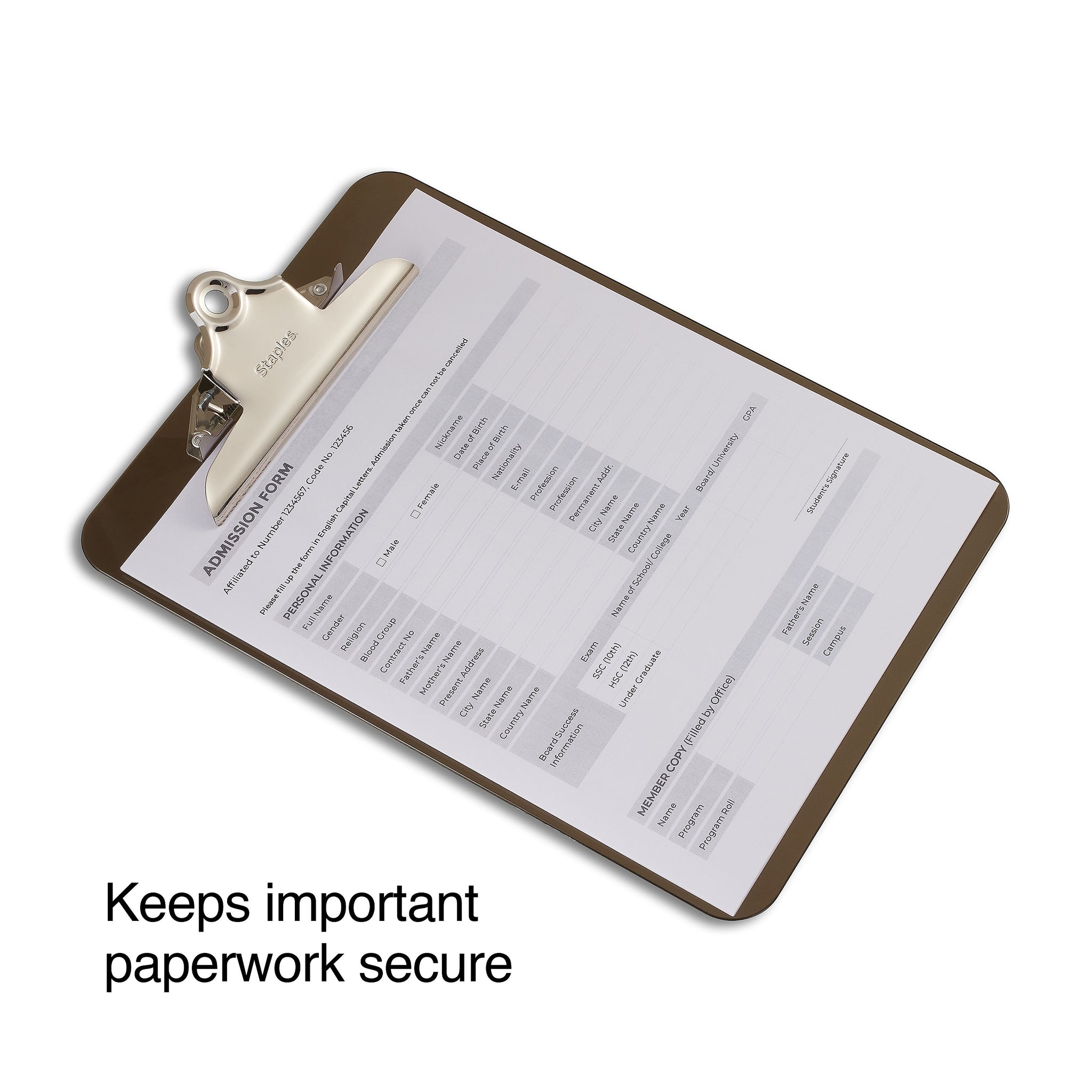 Staples Plastic Clipboard, Letter Size, Smoke