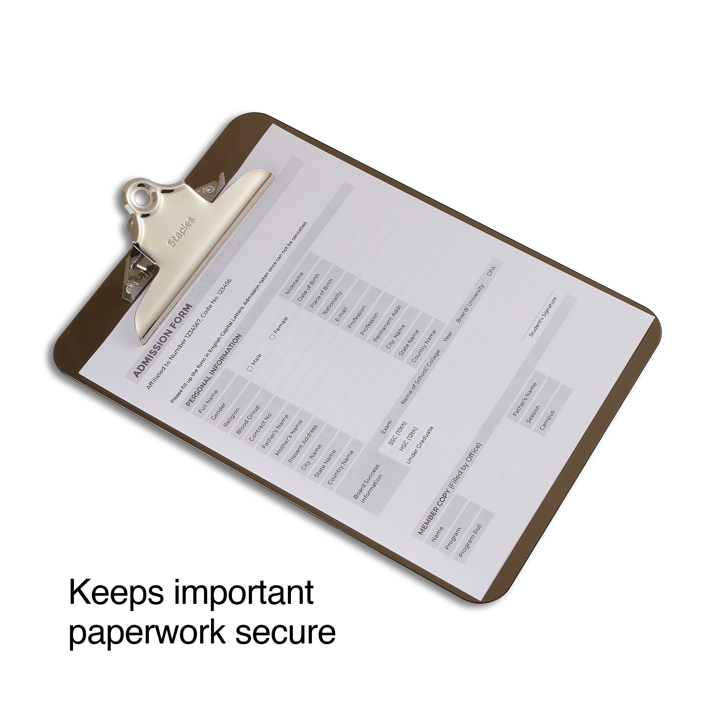 Staples Plastic Clipboard, Letter Size, Smoke