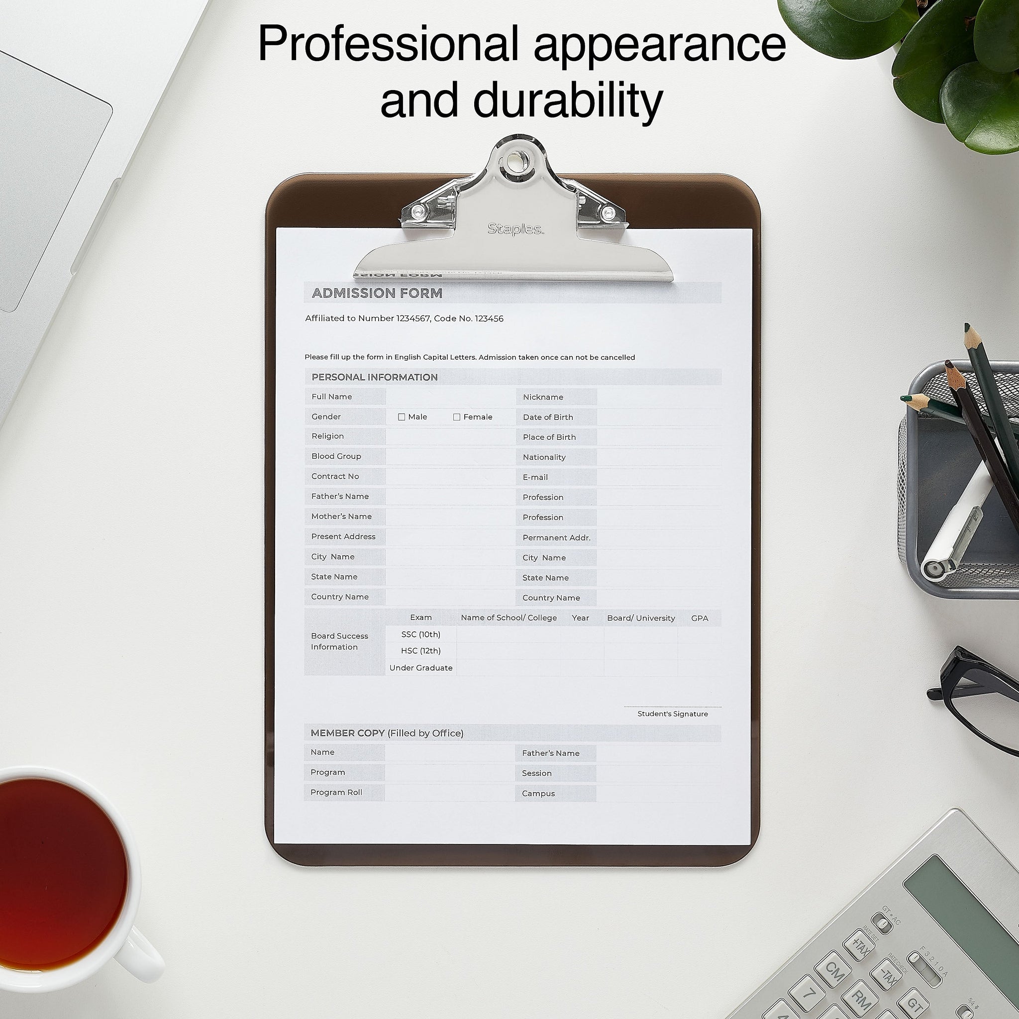 Staples Plastic Clipboard, Letter Size, Smoke