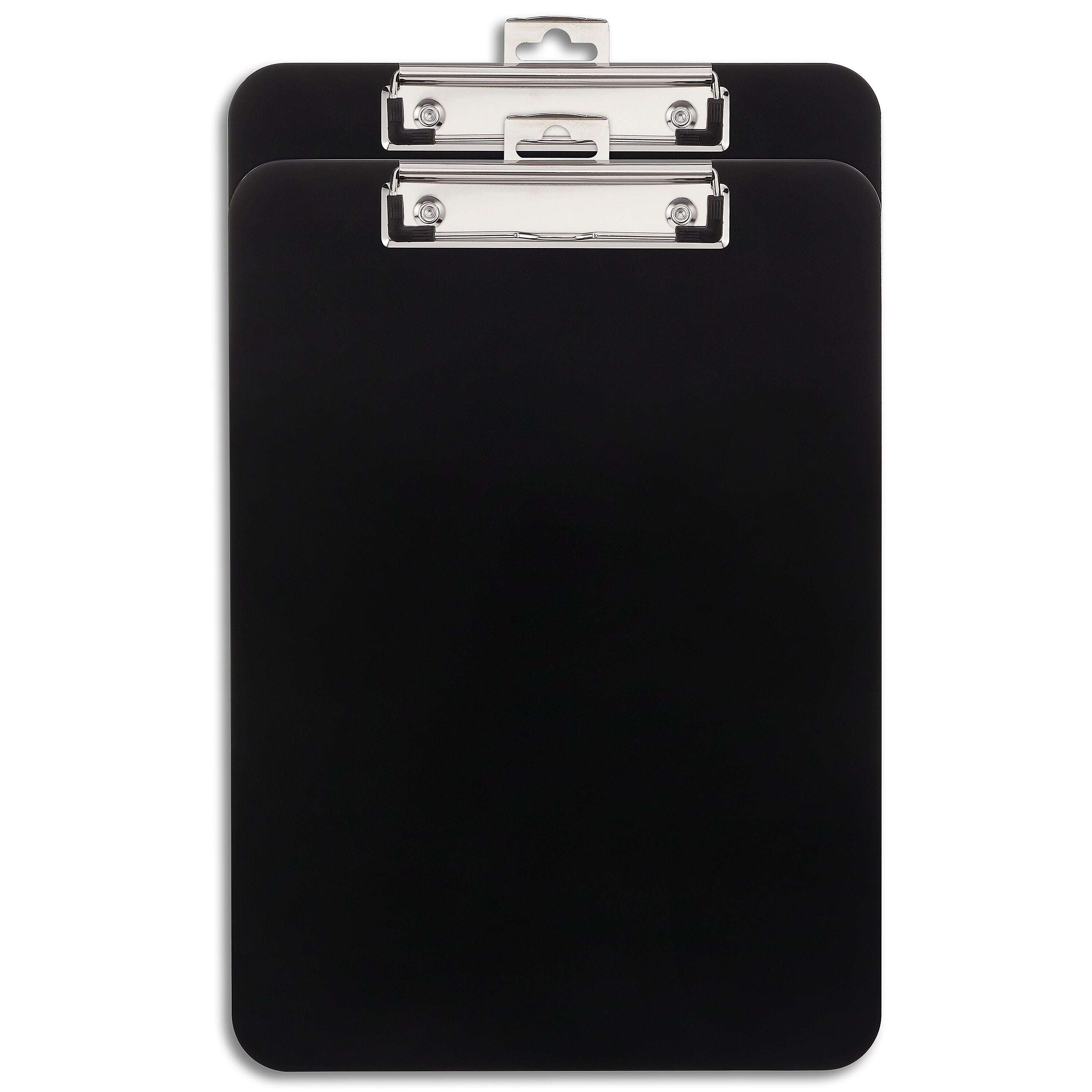 Staples Plastic Clipboards, Letter Size, Black, 2/Pack