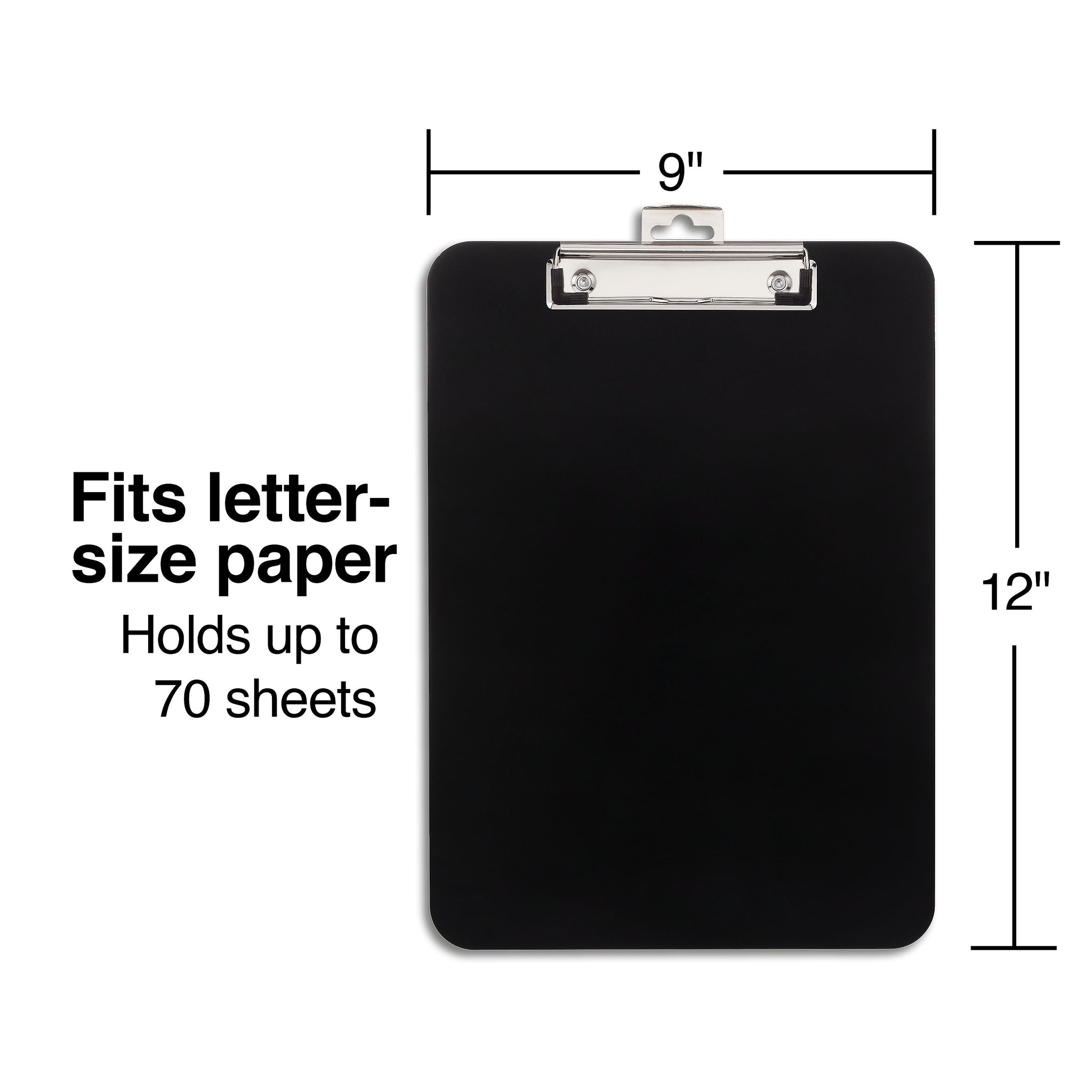 Staples Plastic Clipboards, Letter Size, Black, 2/Pack