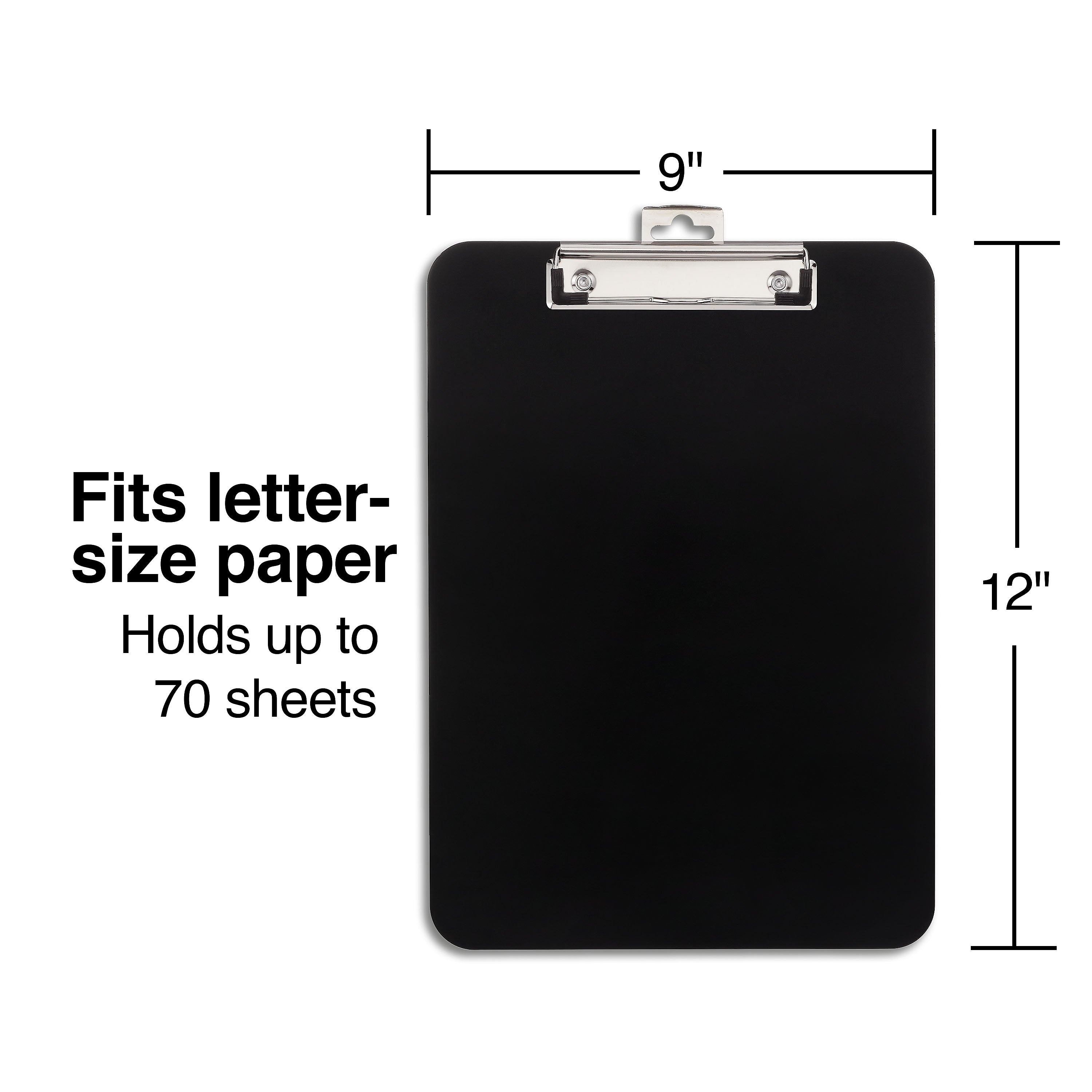 Staples Plastic Clipboards, Letter Size, Black, 2/Pack