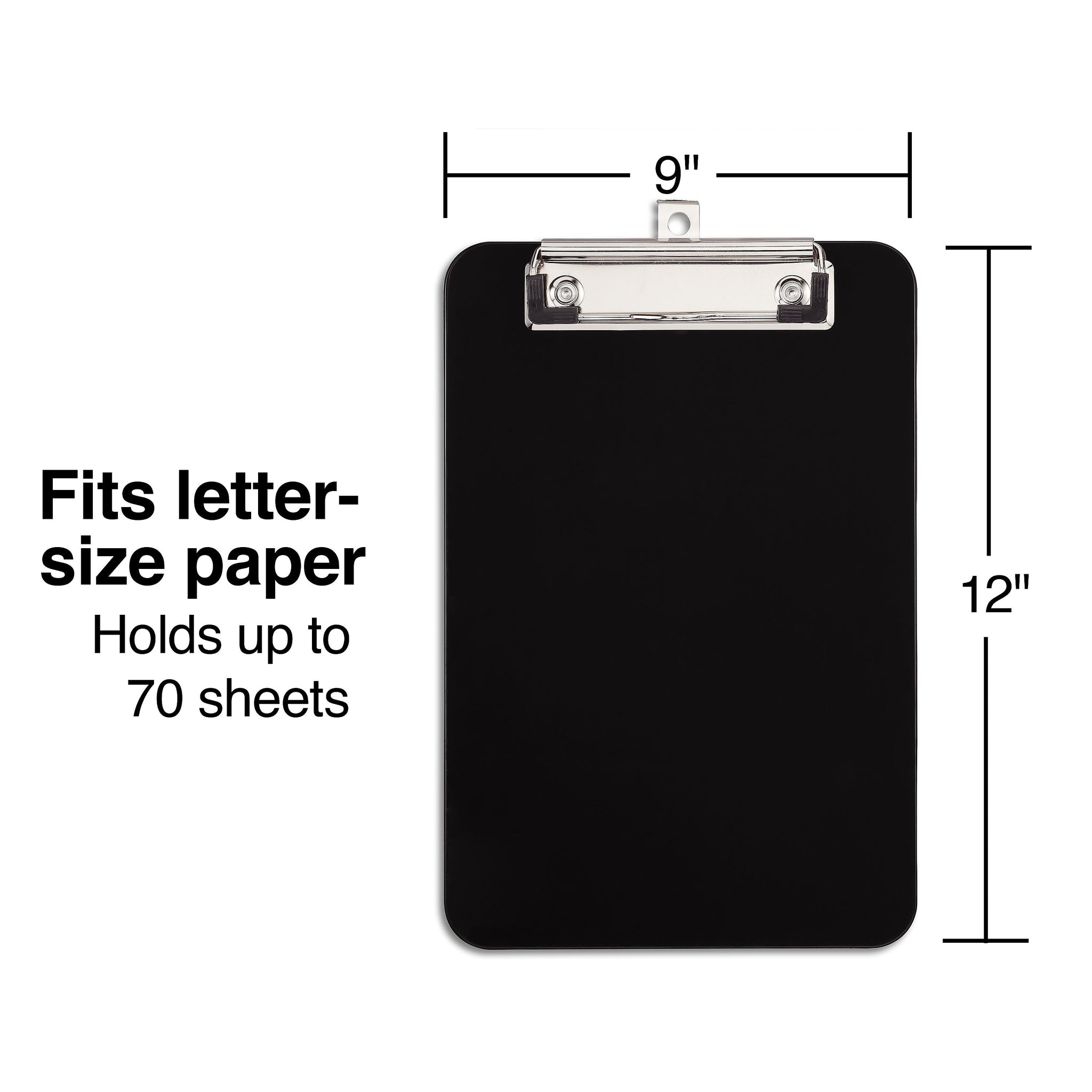Staples Plastic Clipboards, Letter Size, Black, 6/Pack
