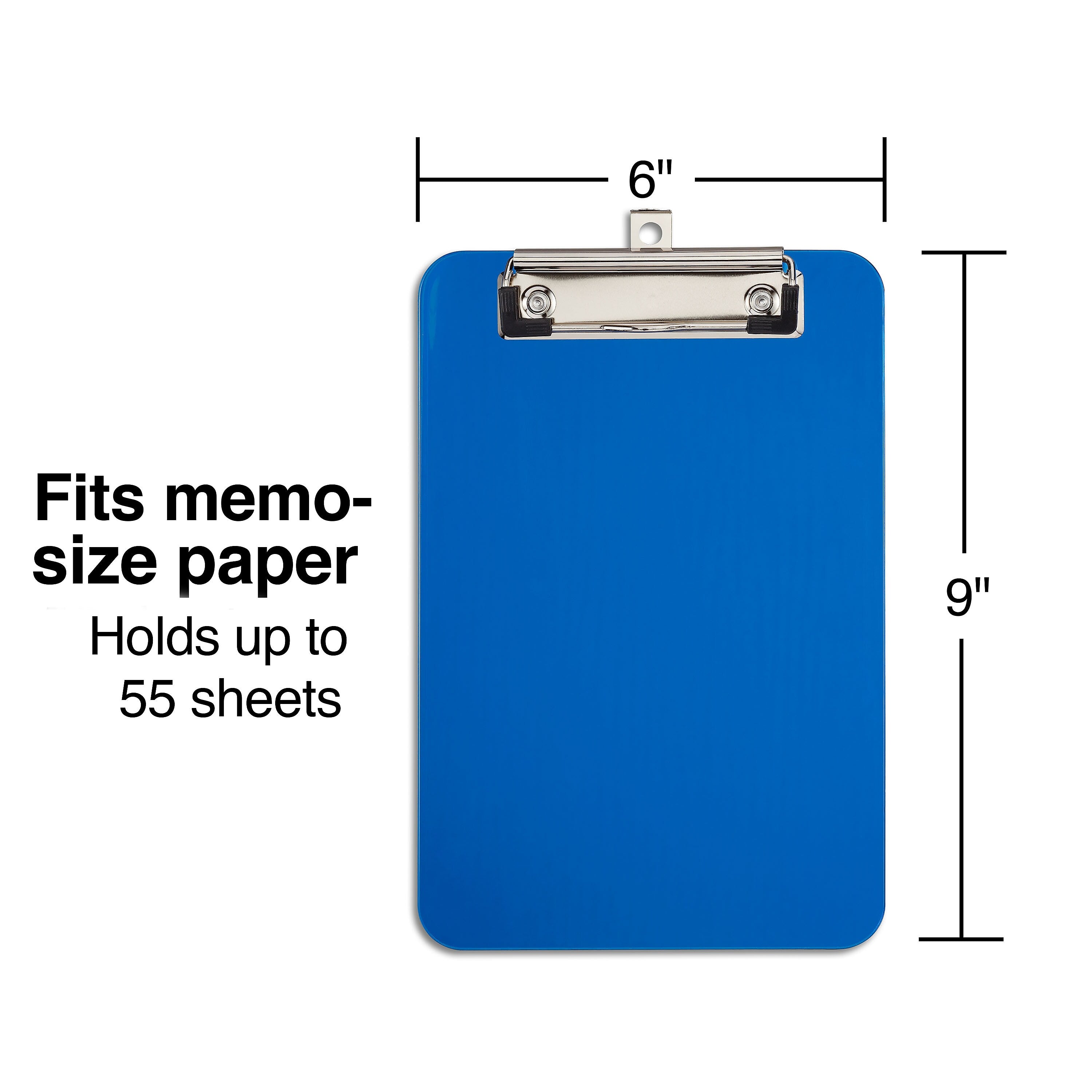 Staples Plastic Clipboards, Memo Size, Translucent Blue/Translucent Black, 2/Pack