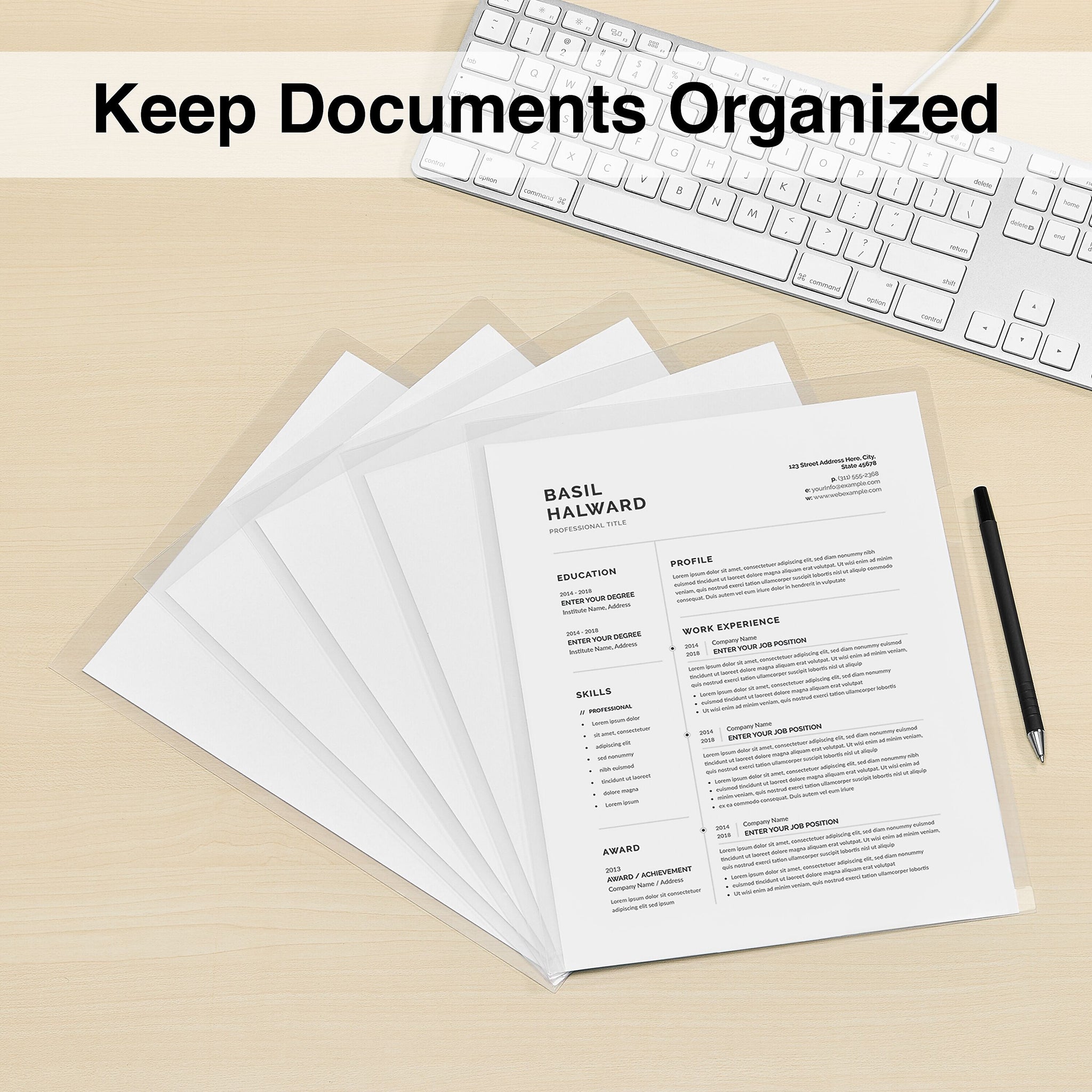 Staples Plastic Document File, 5-Pocket, Letter Size, Clear, 5/Pack