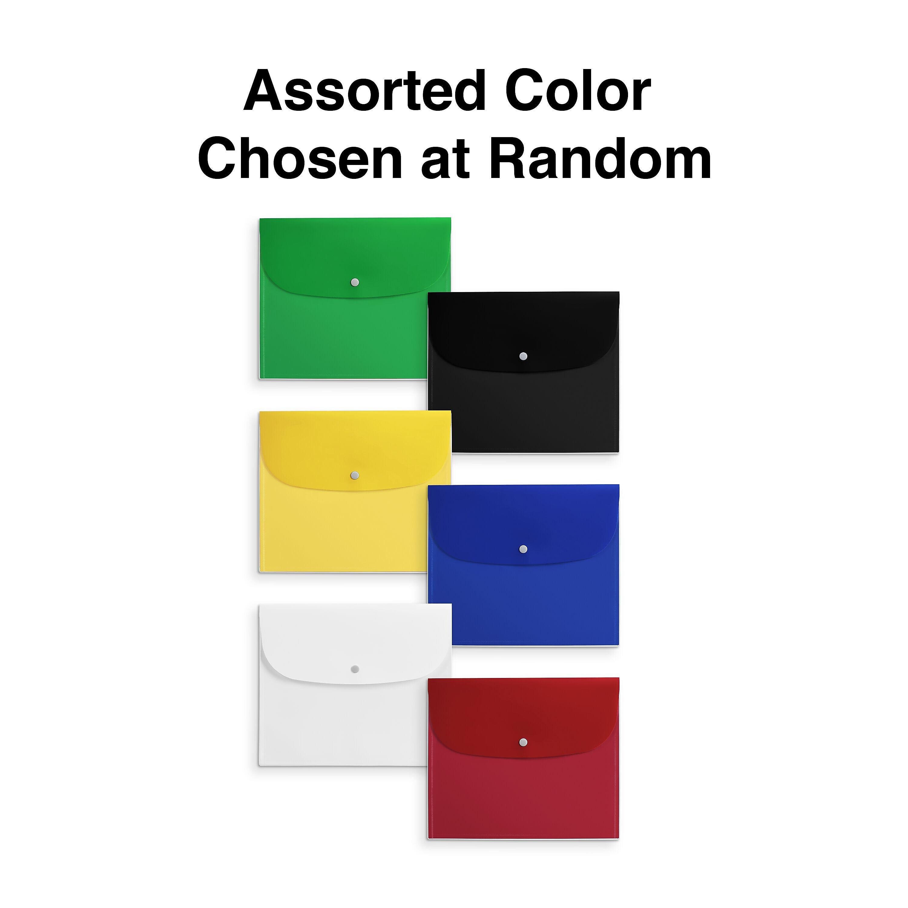 Staples Plastic Filing Envelope with Snap Closure, Letter Size, Assorted Colors