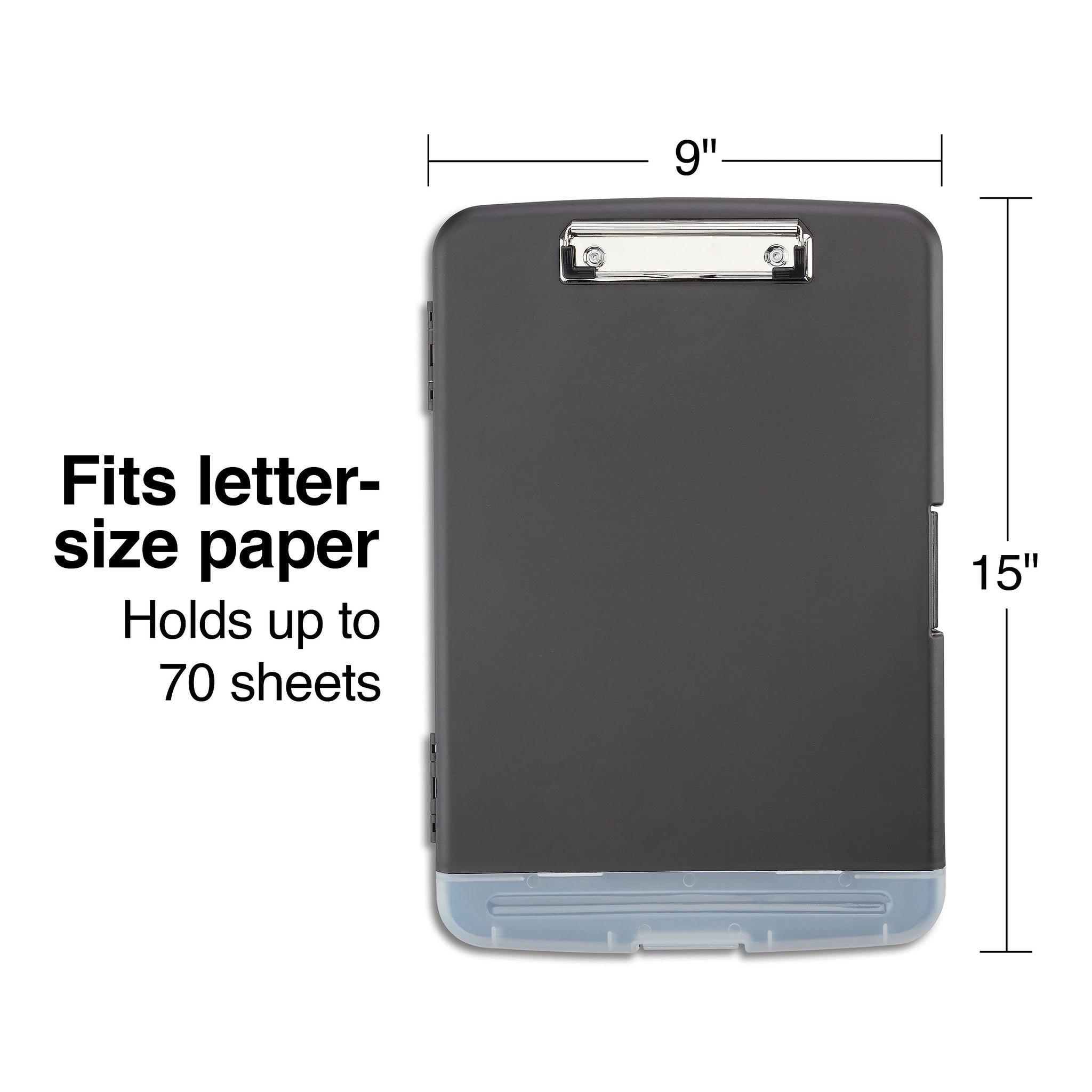 Staples Plastic Storage Clipboard, Letter Size, Black
