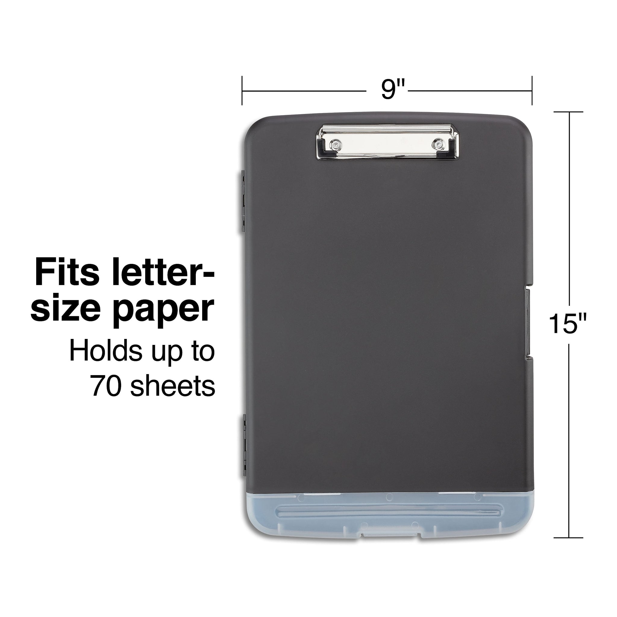 Staples Plastic Storage Clipboard, Letter Size, Black