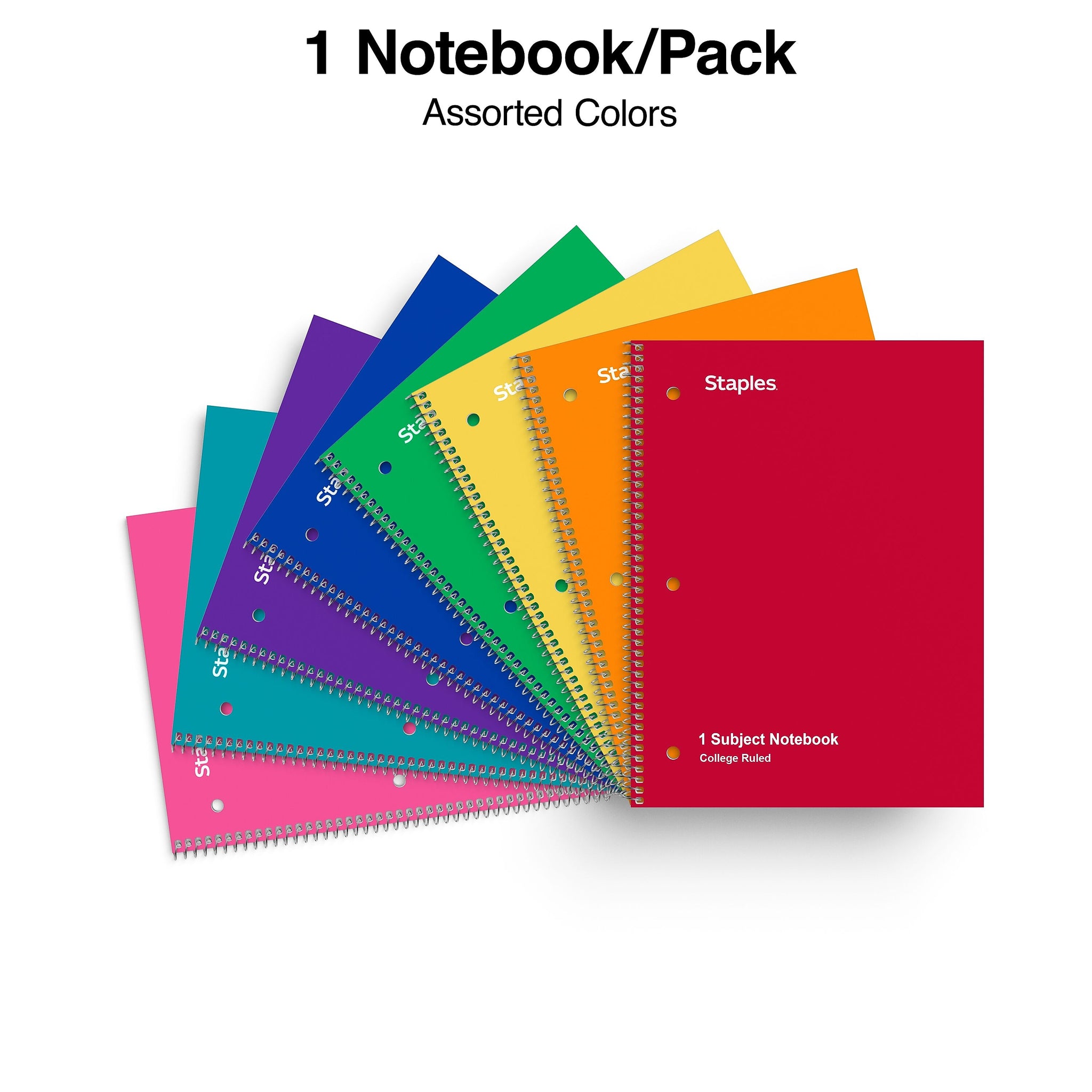 Staples® Poly 1-Subject Notebook, 8