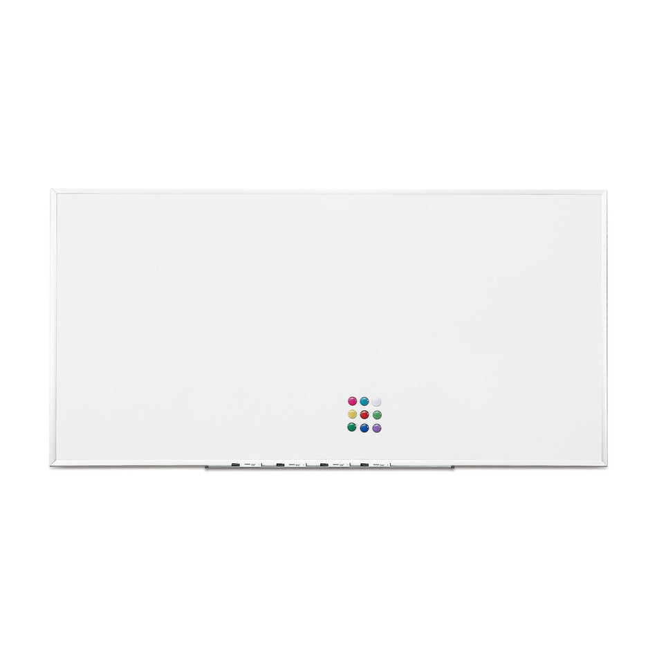 Staples Porcelain Magnetic Whiteboard, Silver Aluminum Frame, 8'W x 4'H