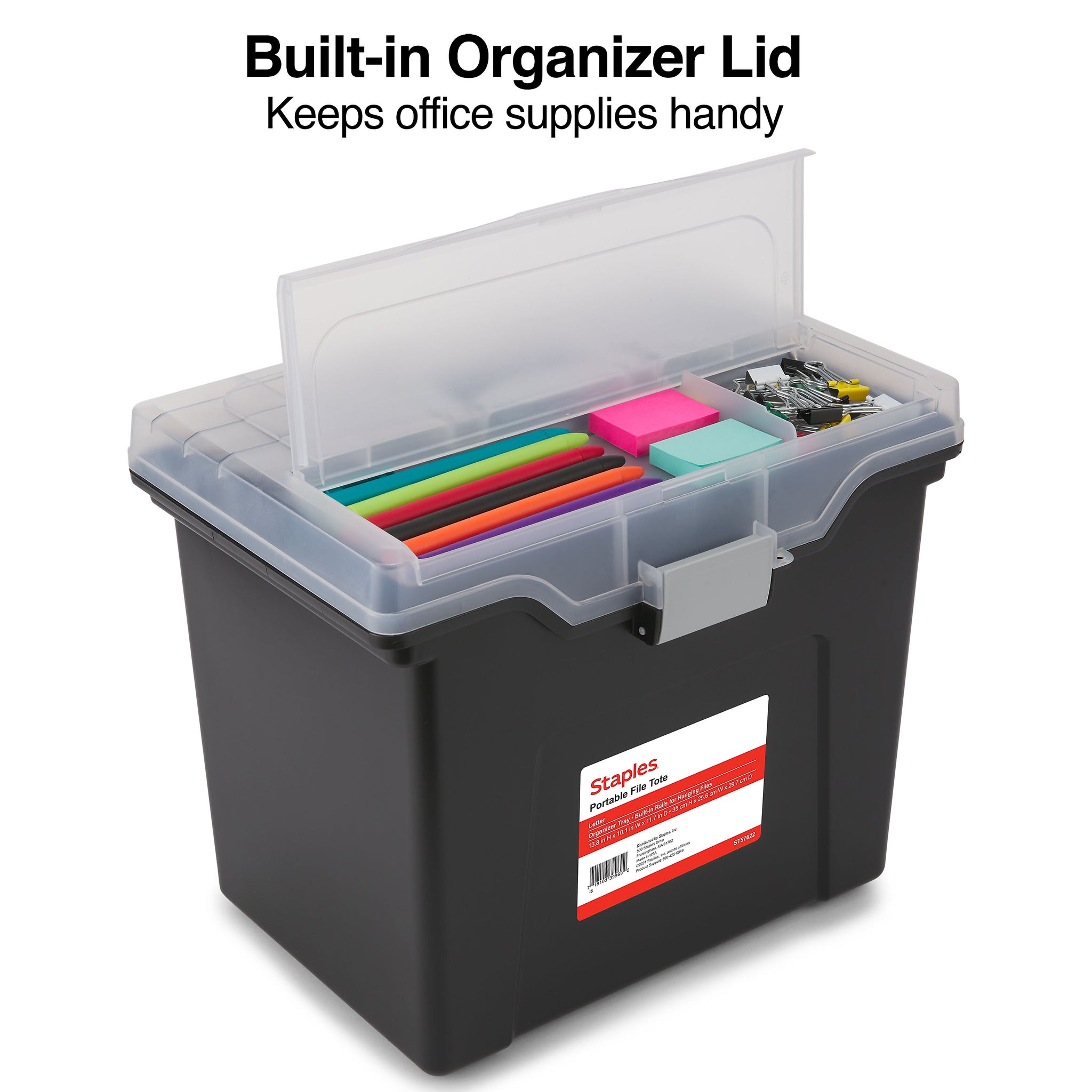 Staples Portable File Tote, Letter Size, Black