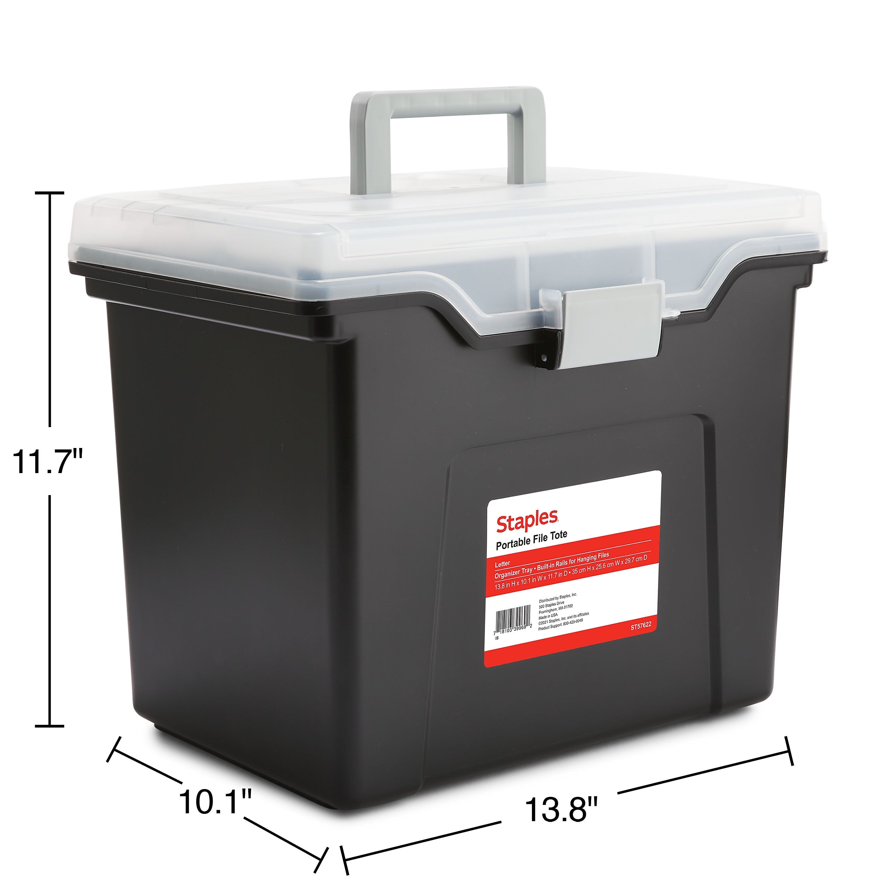 Staples Portable File Tote, Letter Size, Black