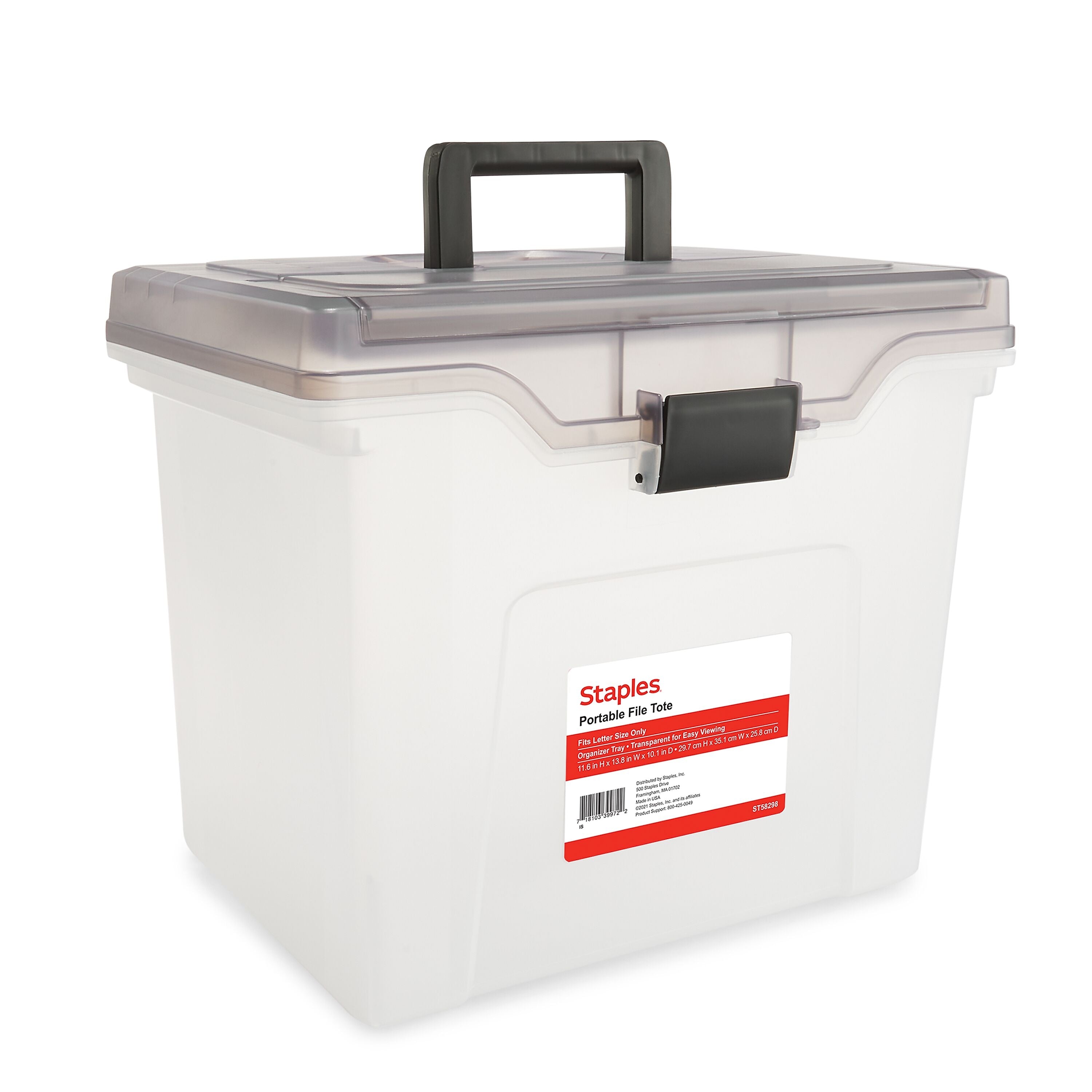 Staples Portable File Tote, Letter Size, Clear