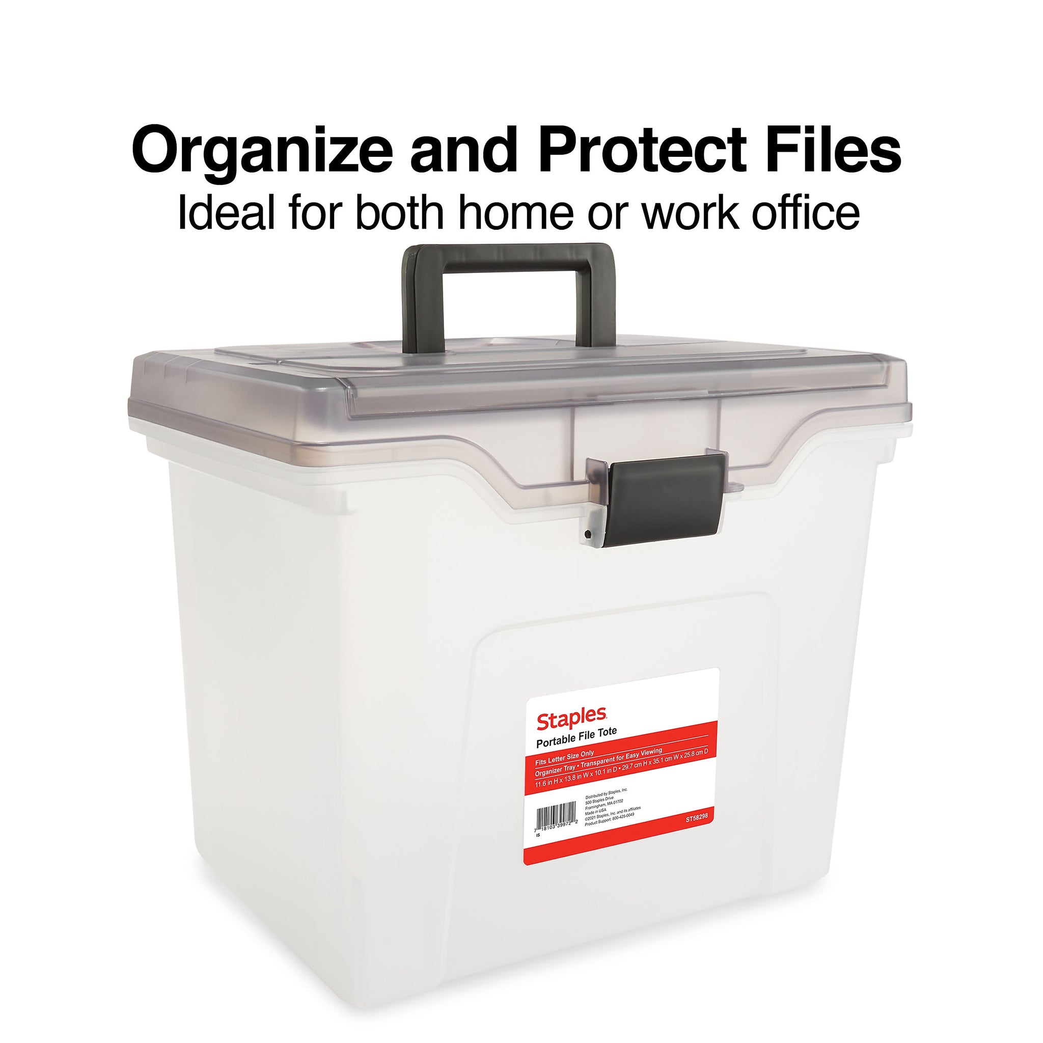 Staples Portable File Tote, Letter Size, Clear