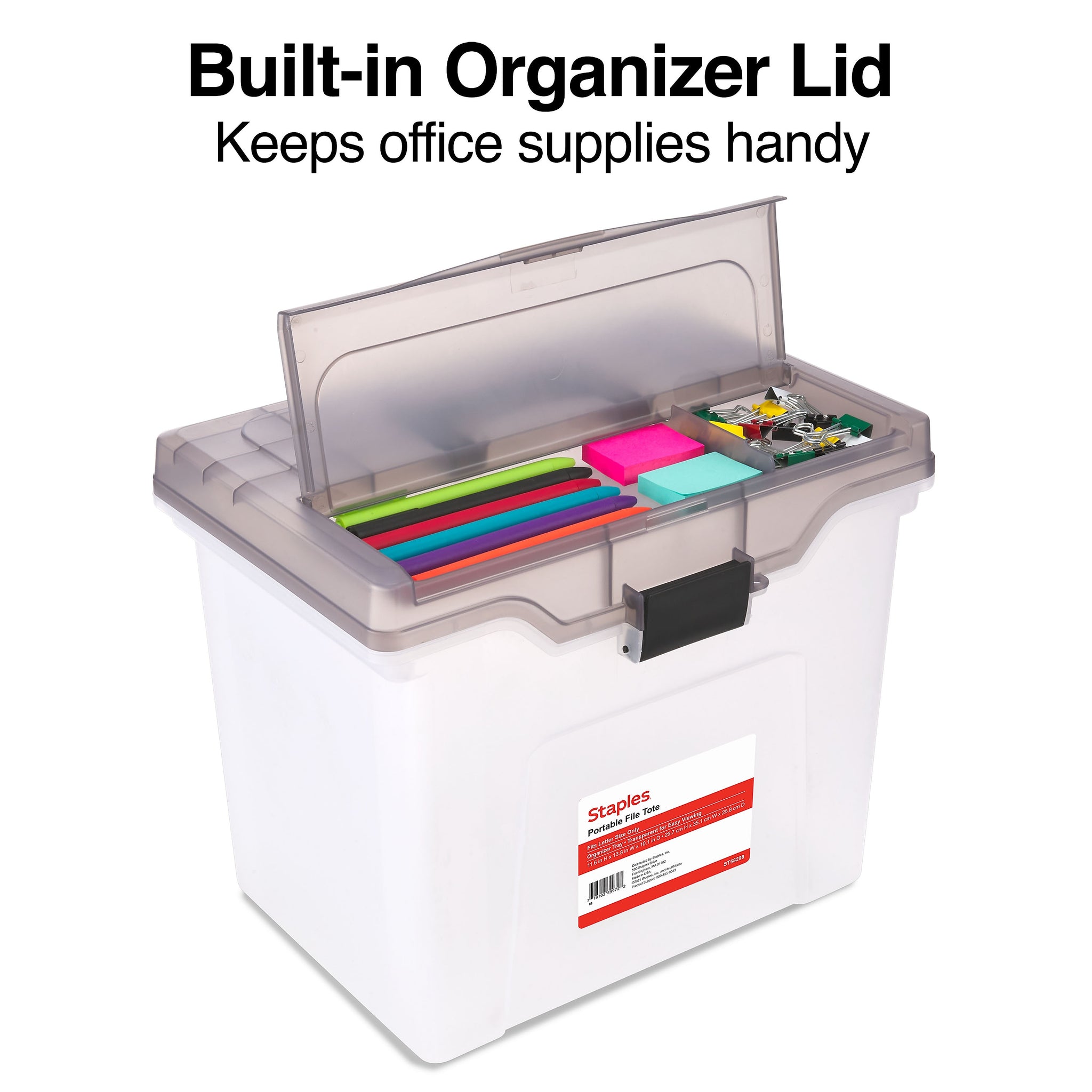 Staples Portable File Tote, Letter Size, Clear