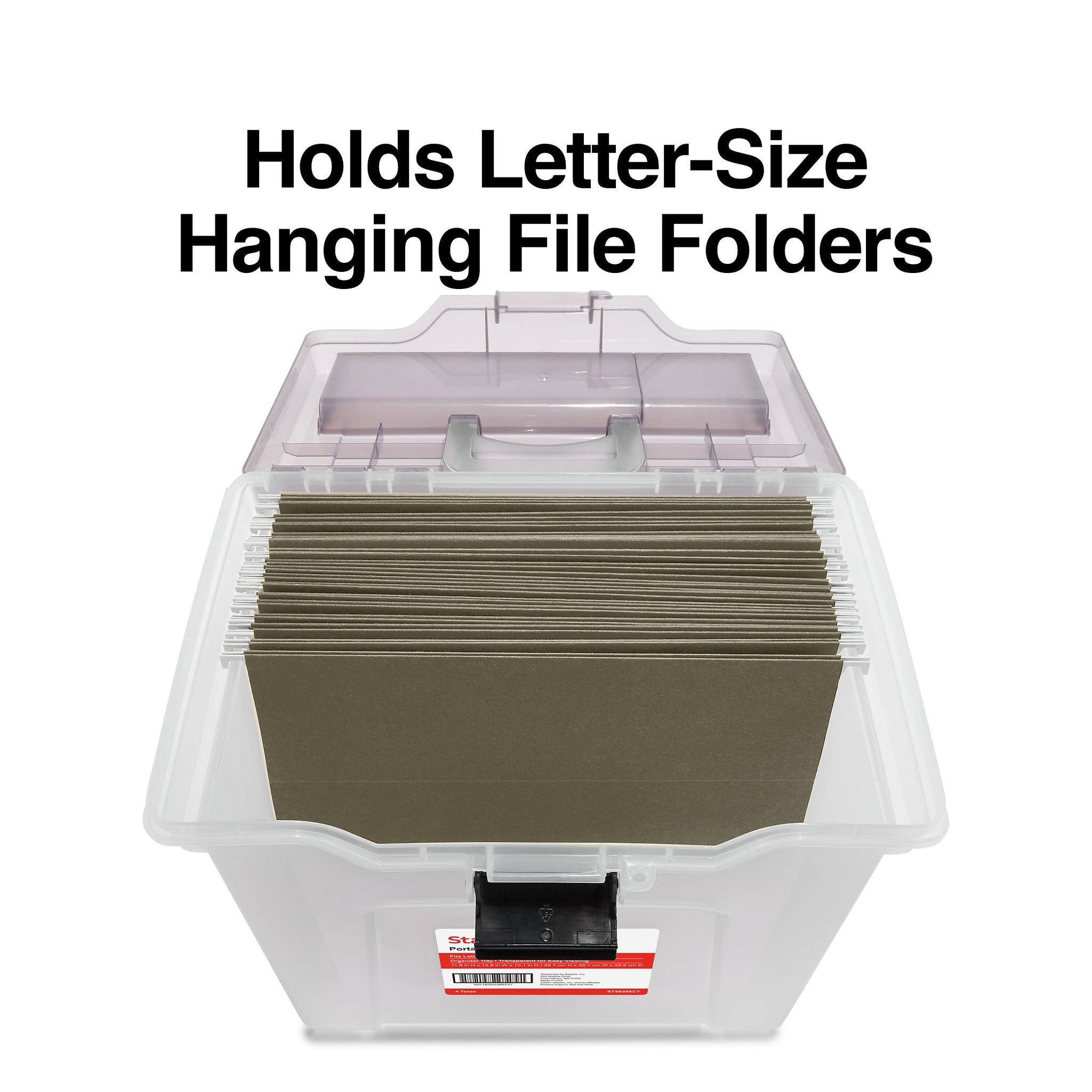 Staples Portable File Tote, Letter Size, Clear, 4/Carton