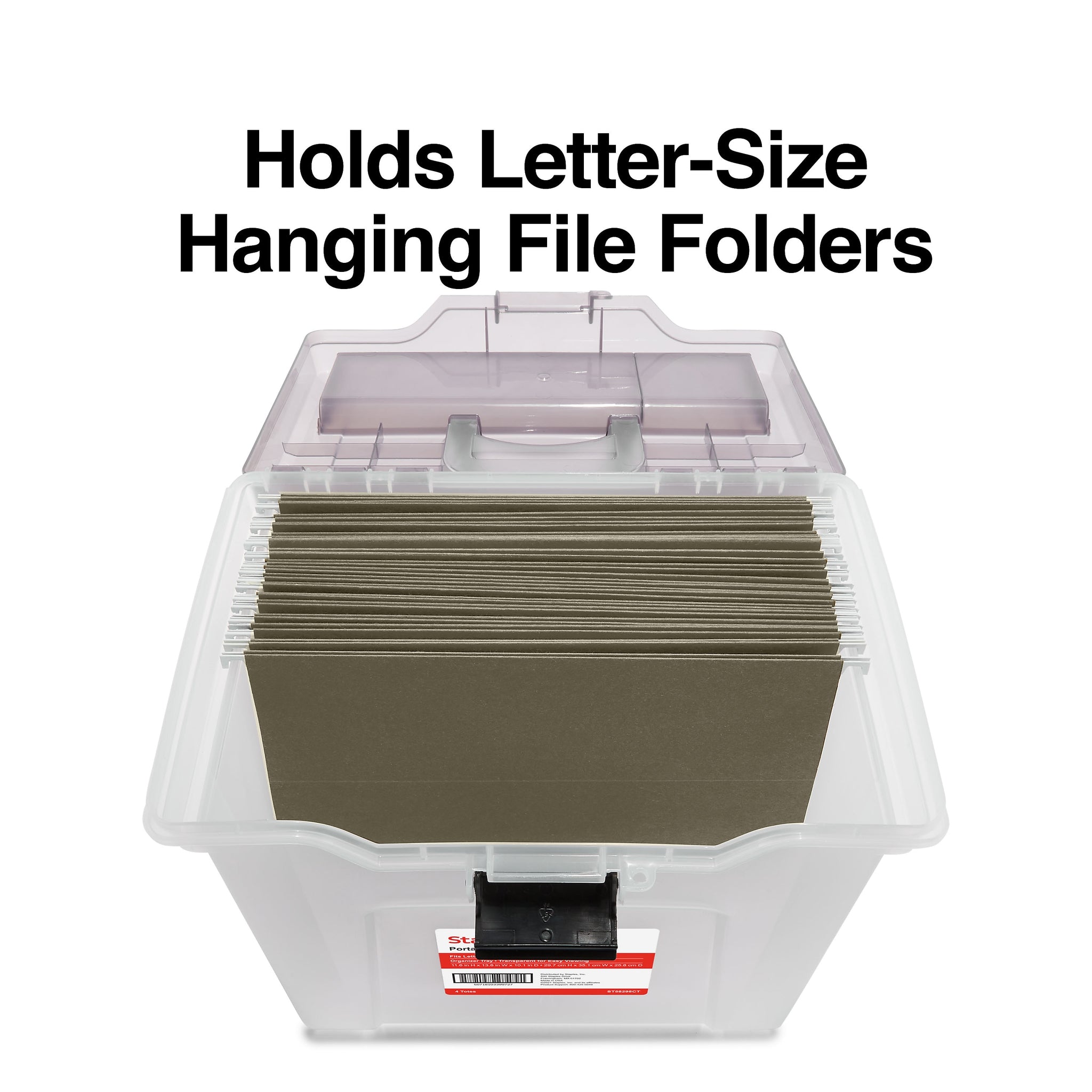 Staples Portable File Tote, Letter Size, Clear, 4/Carton