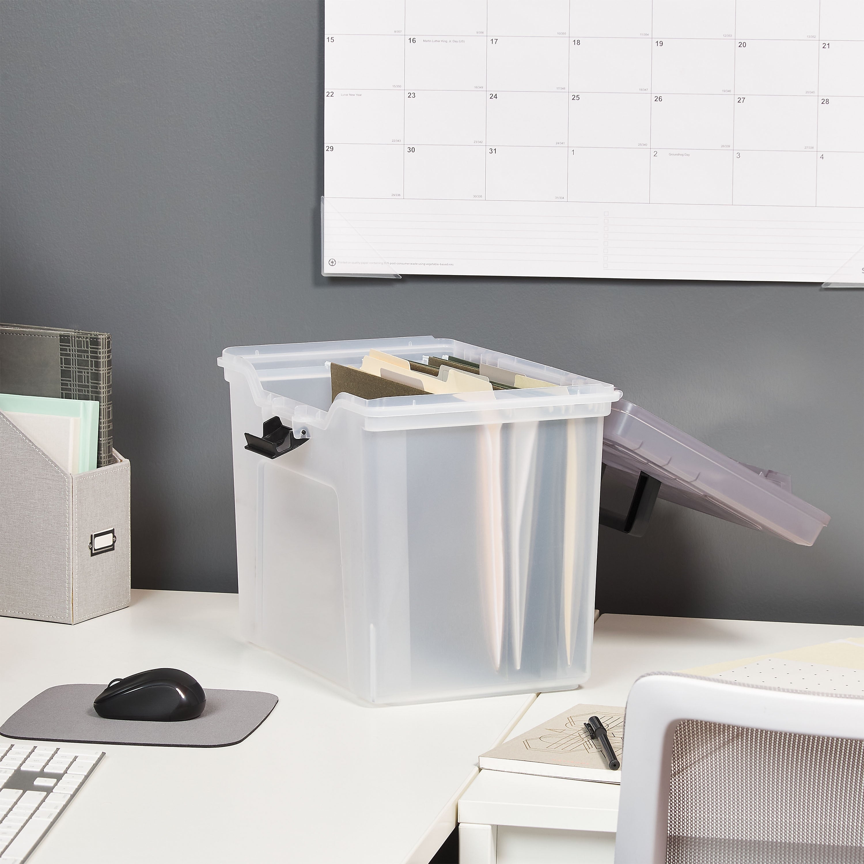 Staples Portable File Tote, Letter Size, Clear, 4/Carton