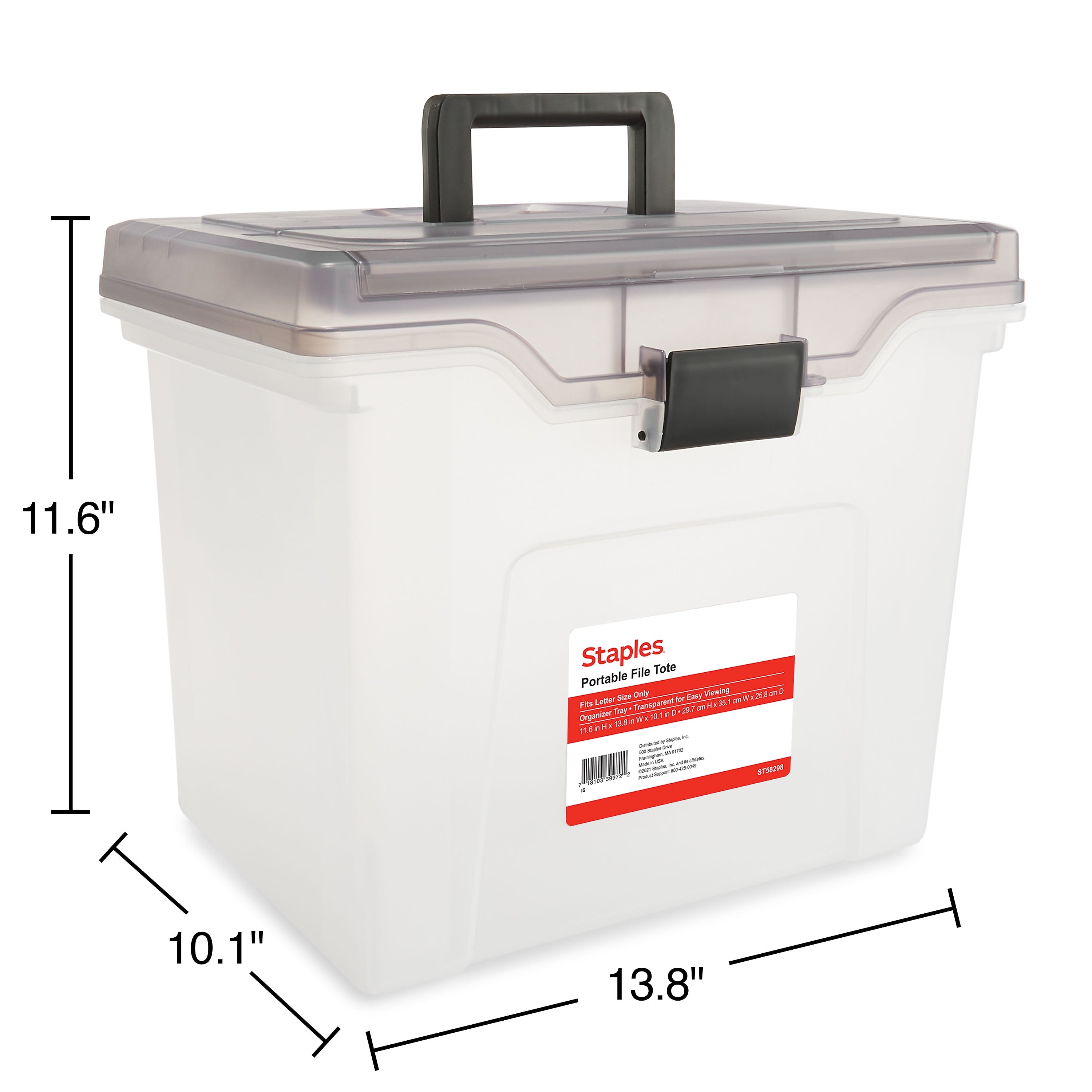 Staples Portable File Tote, Letter Size, Clear
