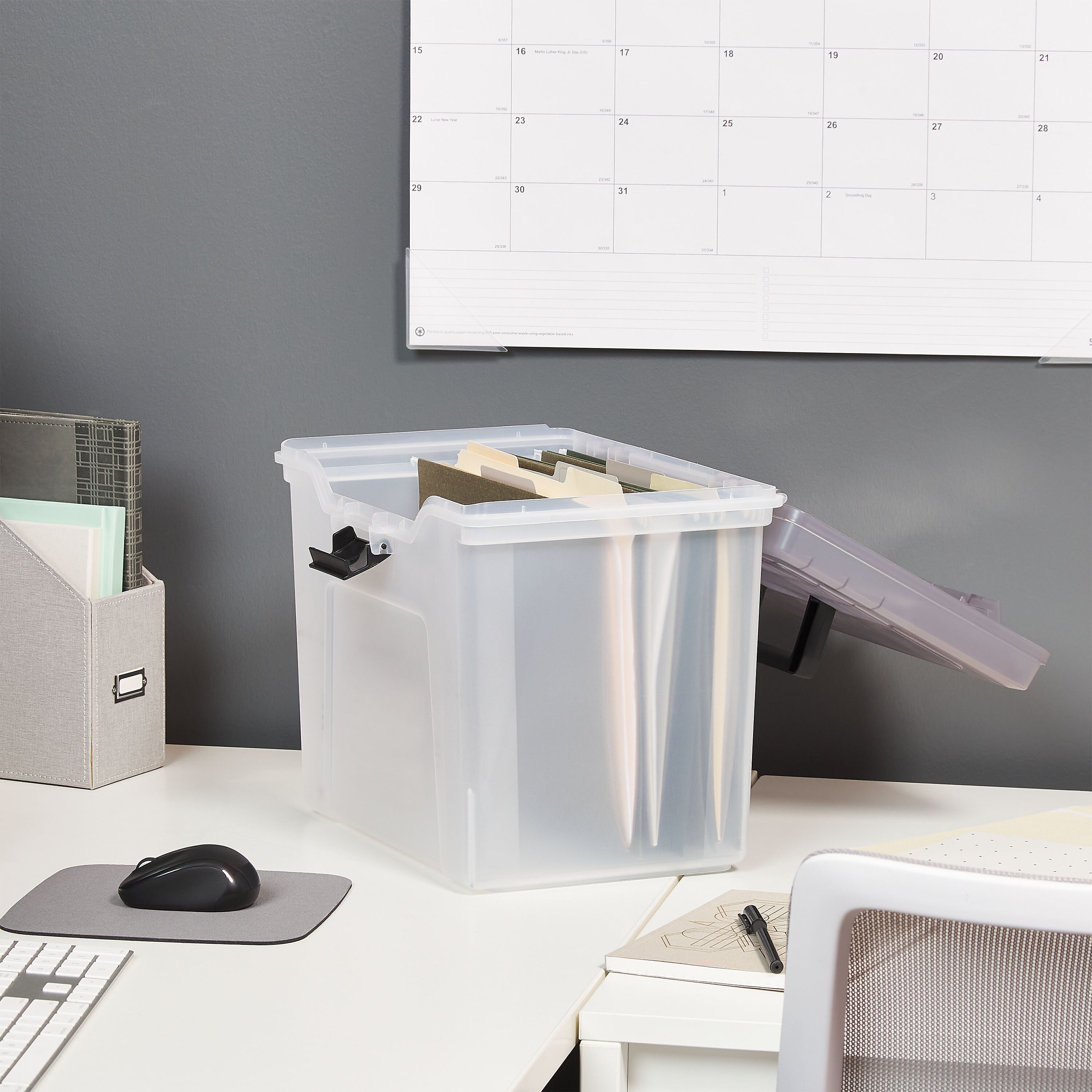 Staples Portable File Tote, Letter Size, Clear