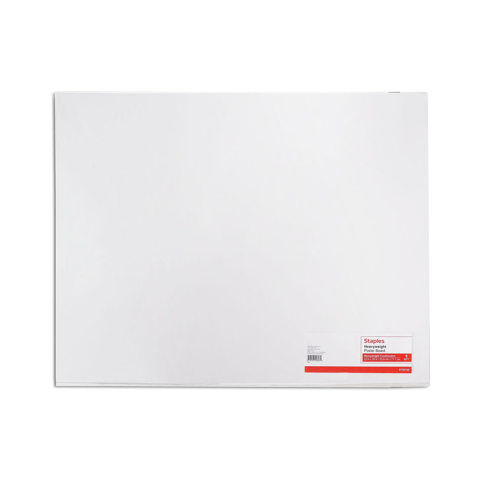 Staples Poster Board, 22" x 28" White, 10/Pack